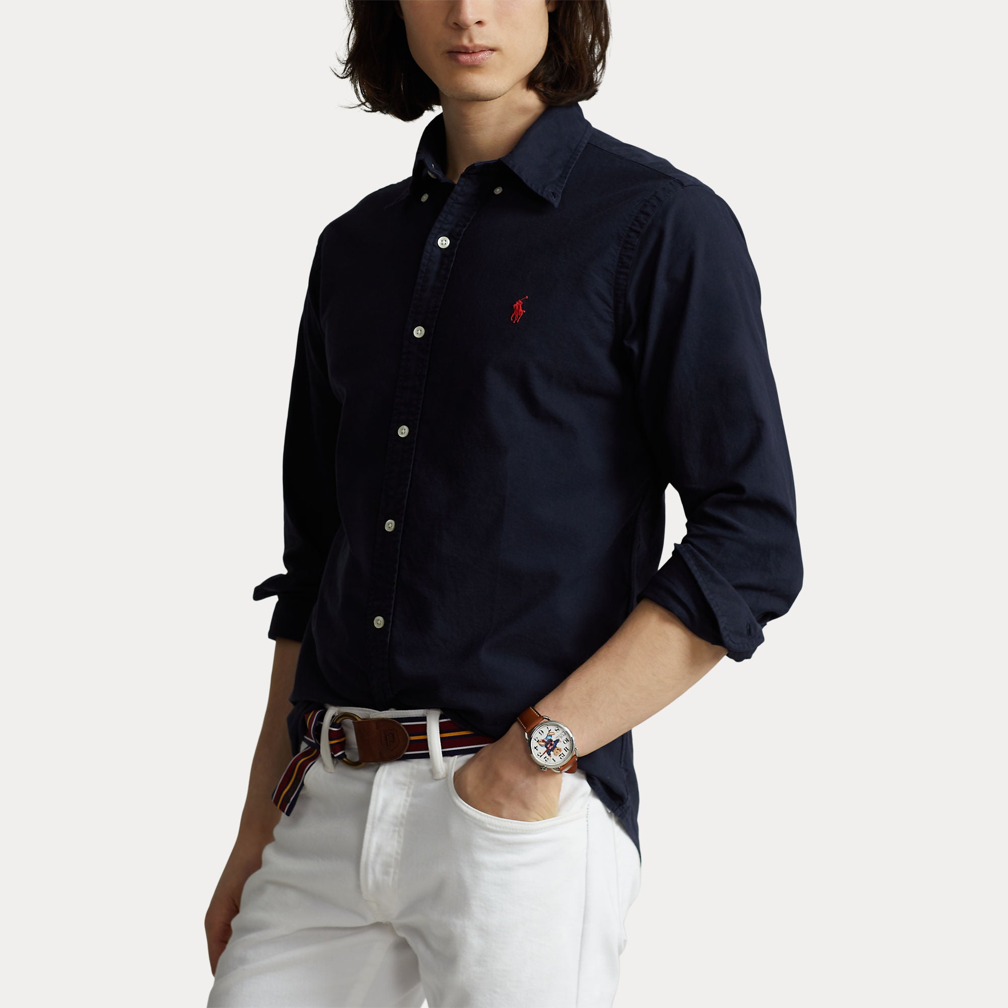 Polo Ralph Lauren miesten kauluspaita Custom Fit Carment-dyed Oxford Shirt, tummansininen