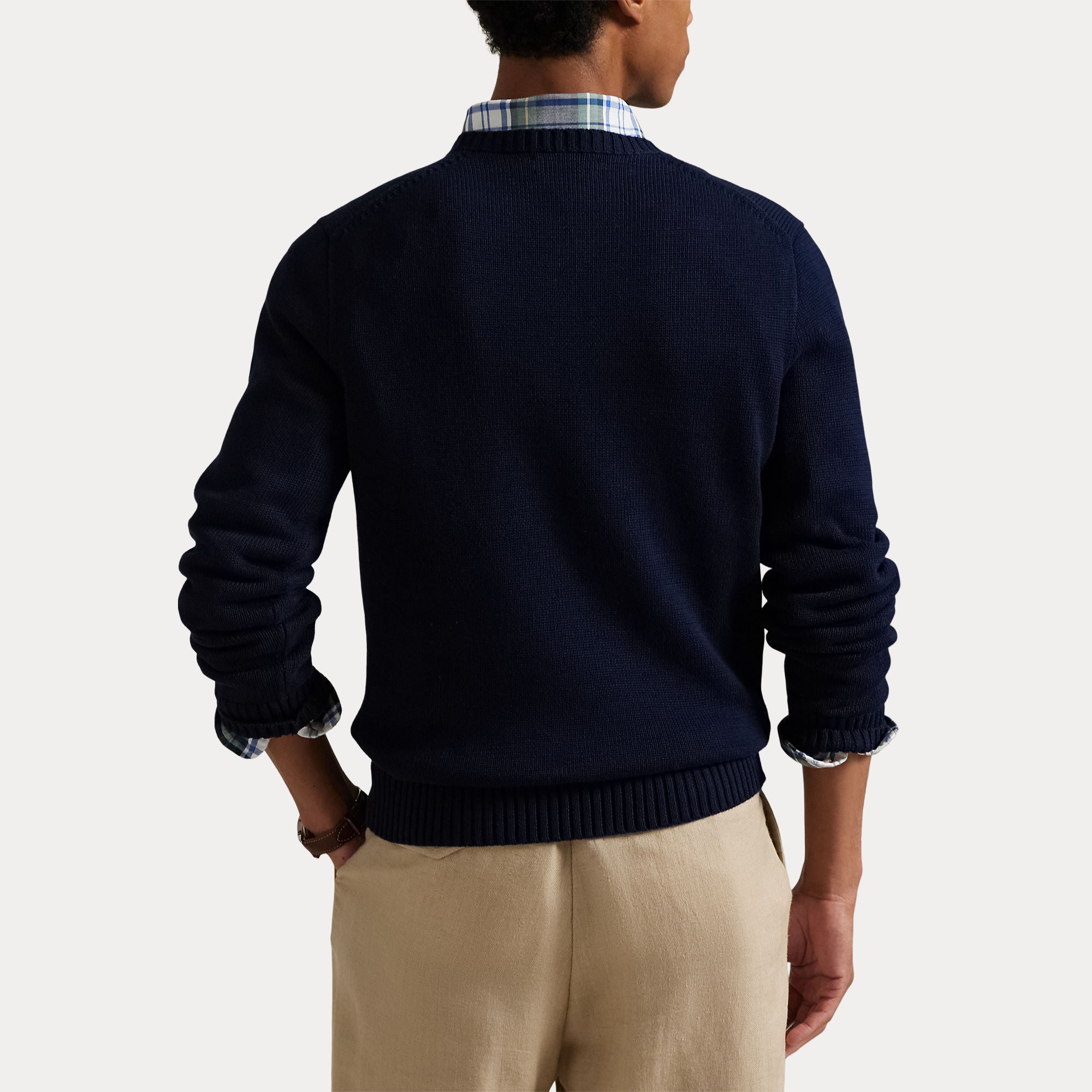 Polo Ralph Lauren Miesten Neulepusero EMBROIDERED LOGO KNITTED JUMPER, tummansininen