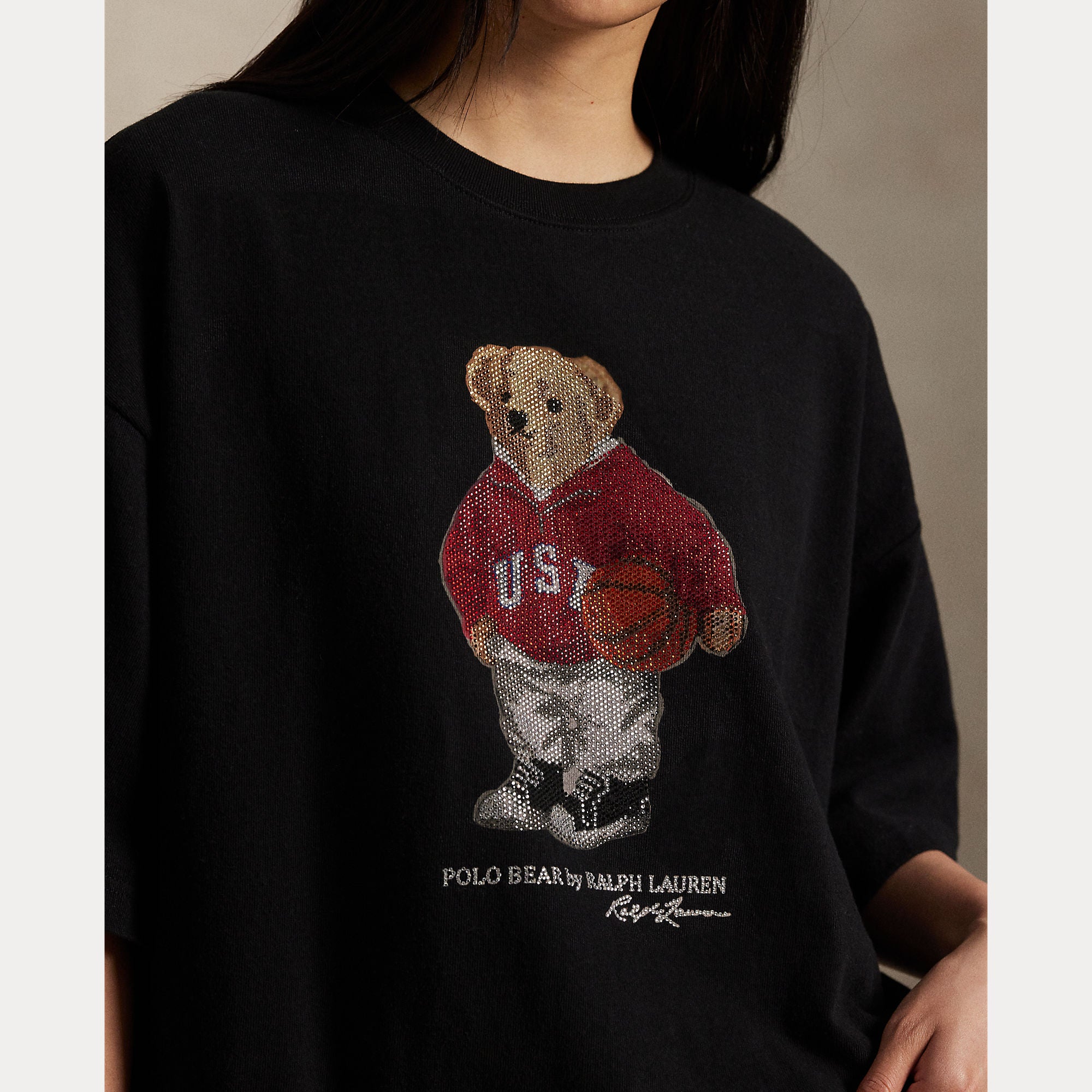 Polo Ralph Lauren naisten t-paita Polo Bear Knit-t-shirt, musta