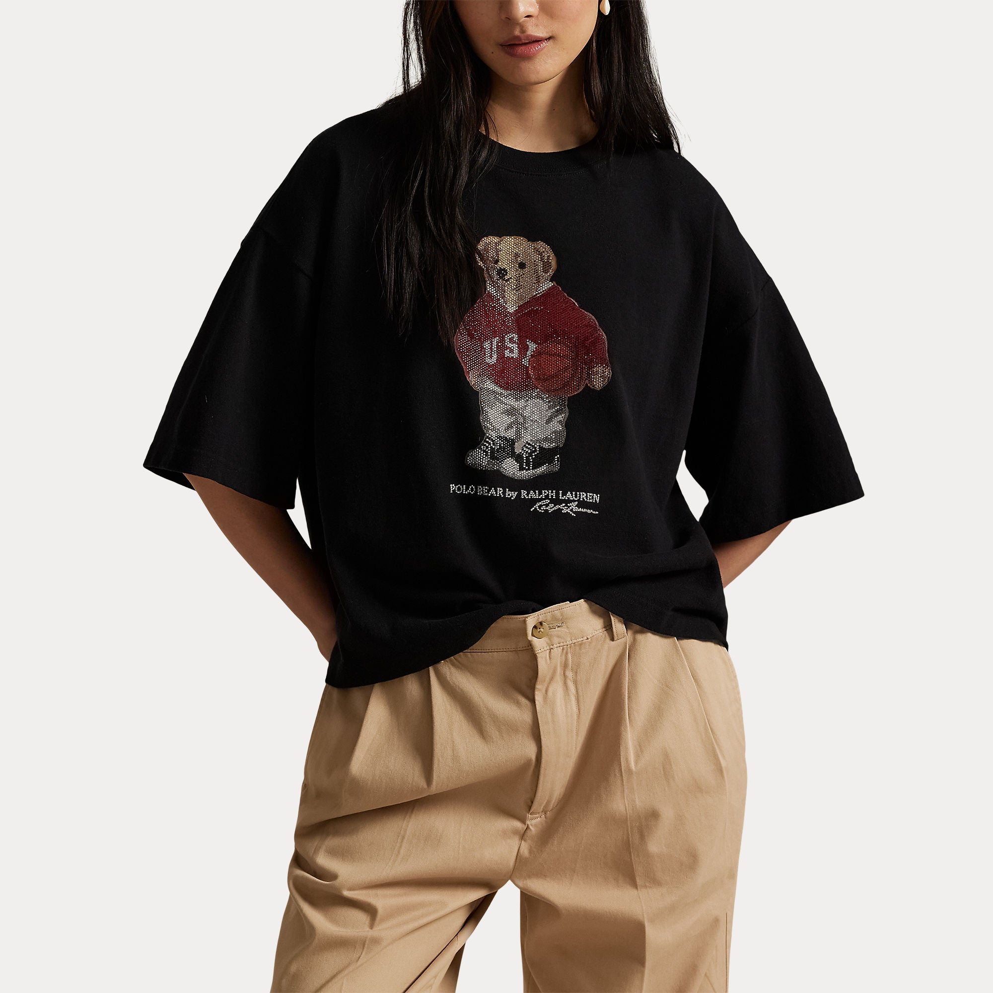 Polo Ralph Lauren naisten t-paita Polo Bear Knit-t-shirt, musta