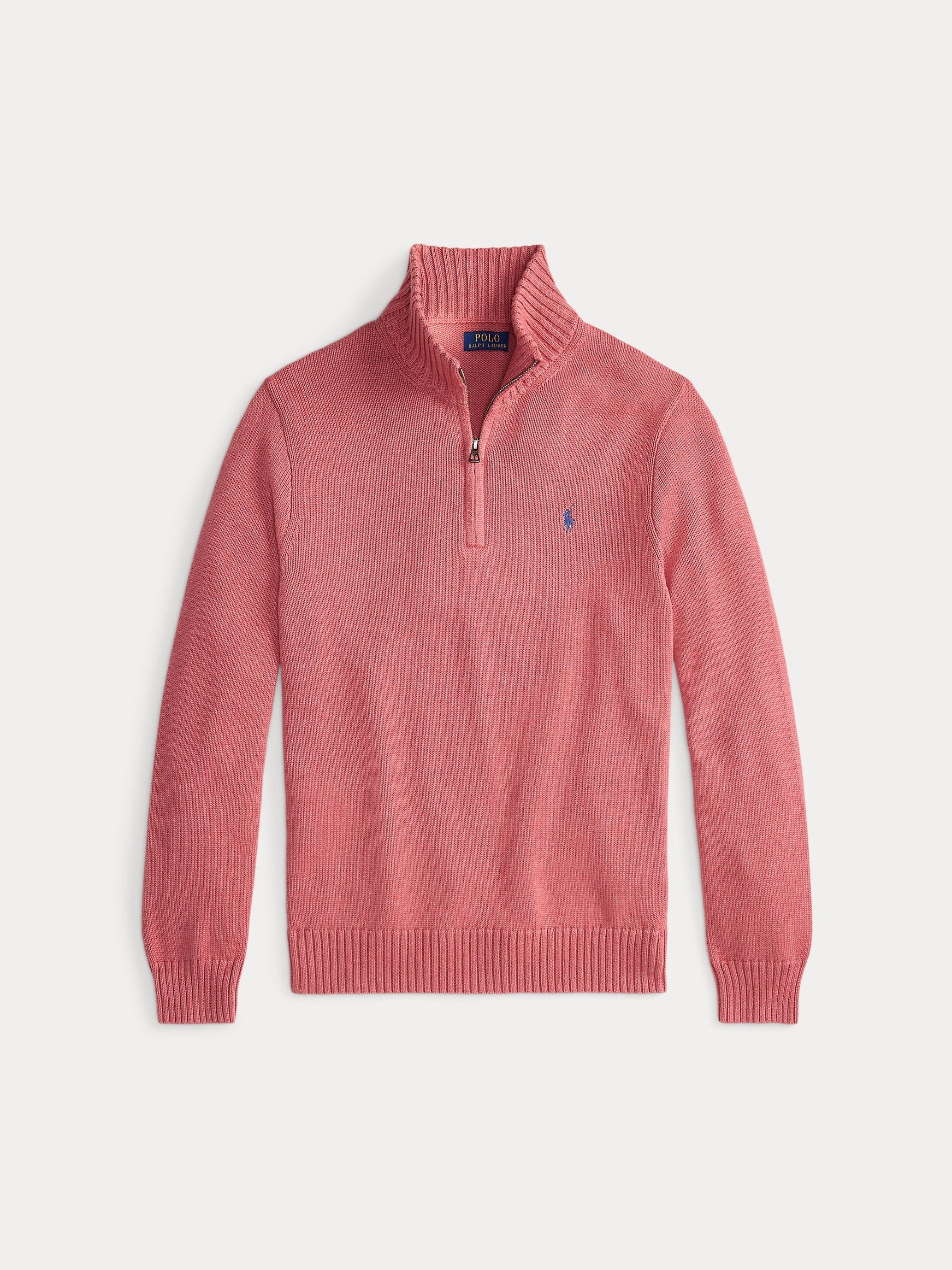 Polo Ralph Lauren miesten neulepaita Cotton Hlaf Zip Pullover, pinkki