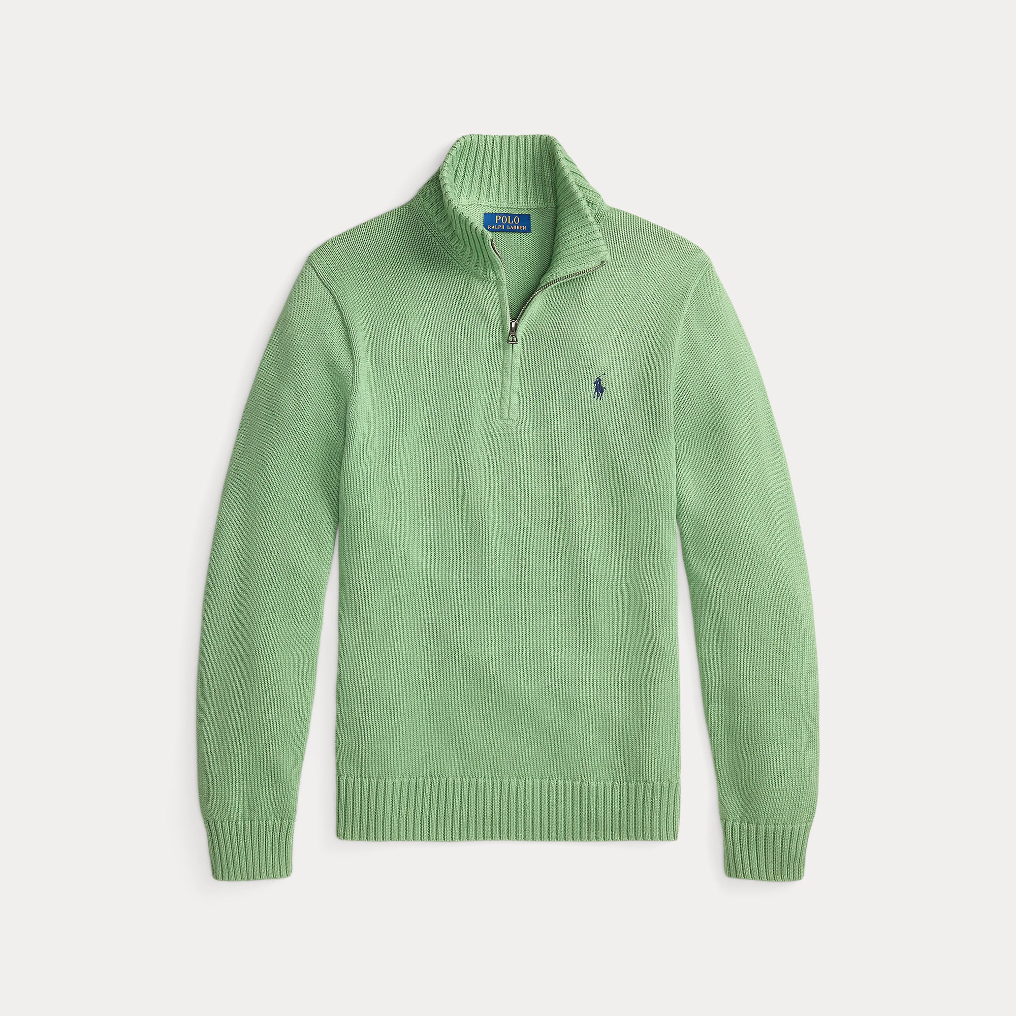 Polo Ralph Lauren miesten neulepaita Cotton Hlaf Zip Pullover, vaaleanvihreä