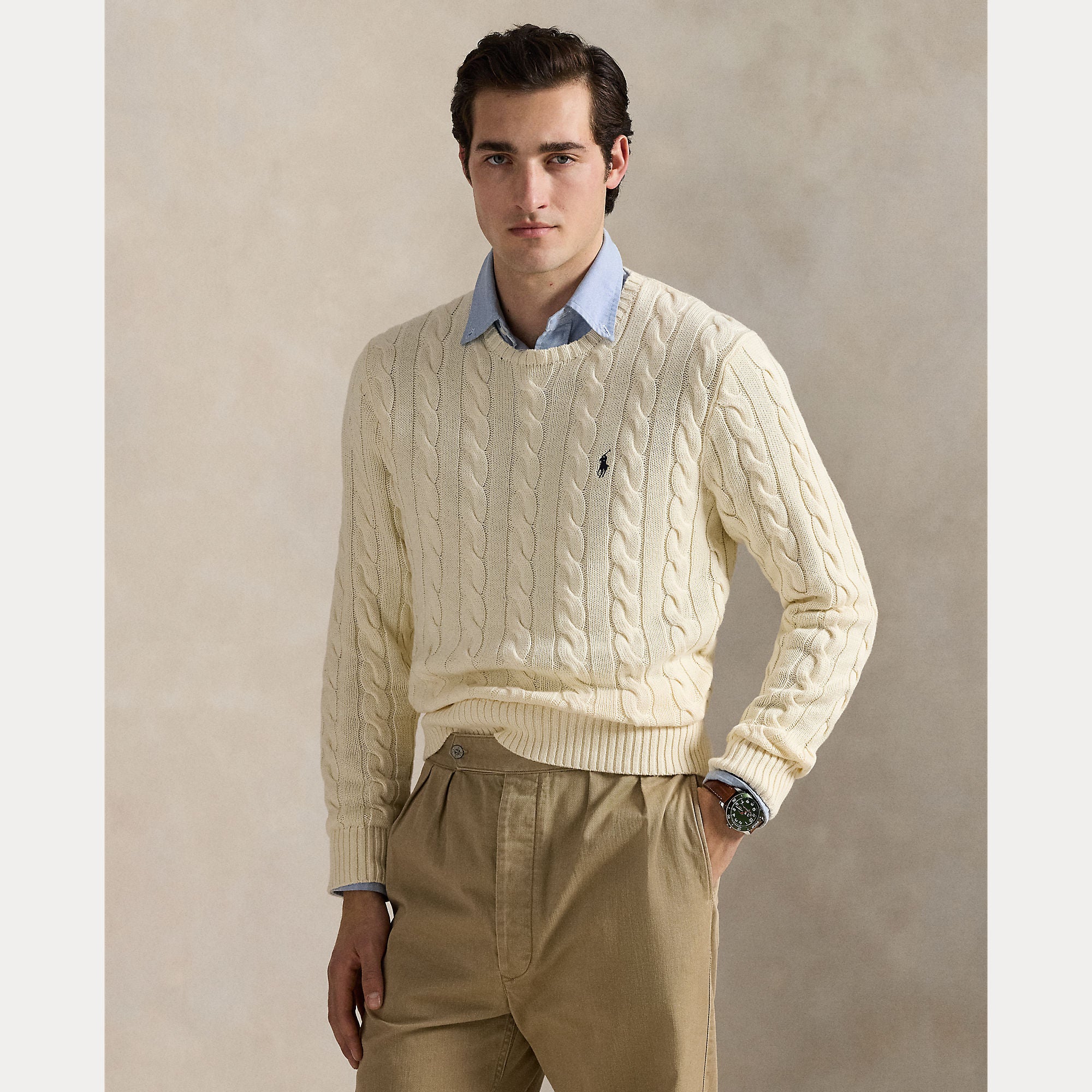 Polo Ralph Lauren miesten neule, LS DRIVE LONG SLEEVE PULLOVER Valkoinen