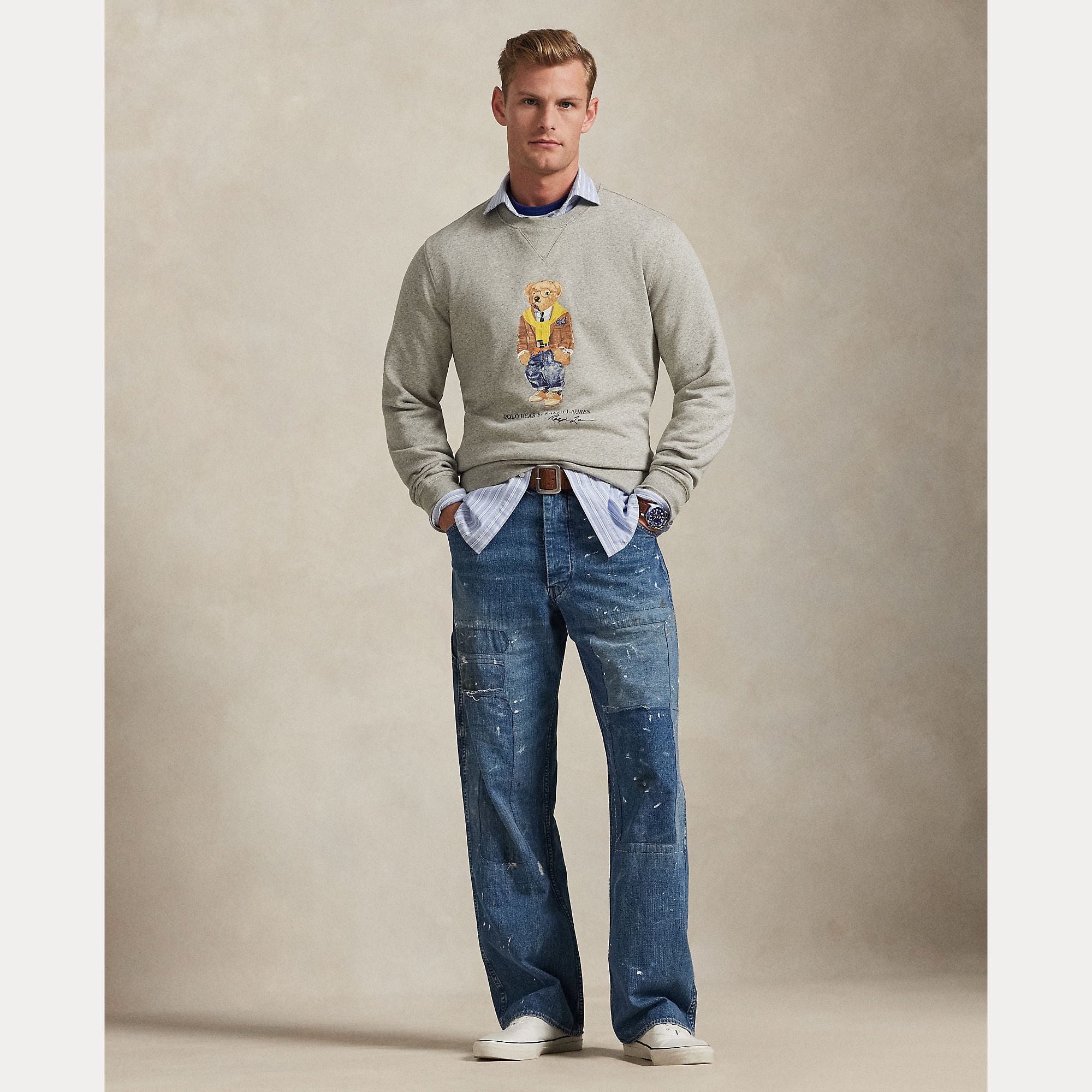 Polo Ralph Lauren miesten collegepaidat Polo Bear Fleece Sweatshirt, vaaleanharmaa