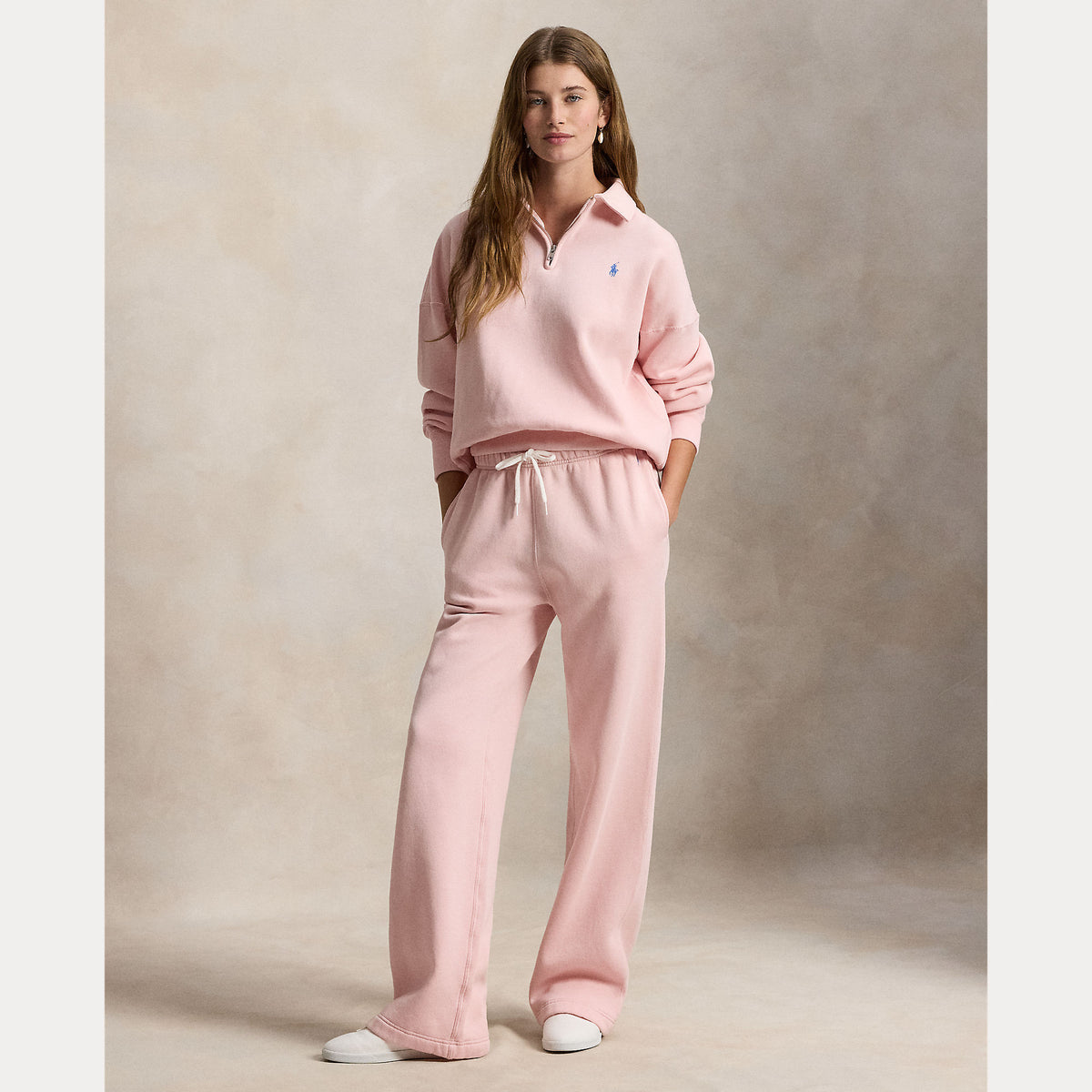 Polo Ralph Lauren naisten collegehousut Knit Open Bottom Sweatpant, vaaleanpunainen, rento leikkaus, joustava vyötärö kiristysnyörillä, sivutaskut ja avoimet lahkeensuut