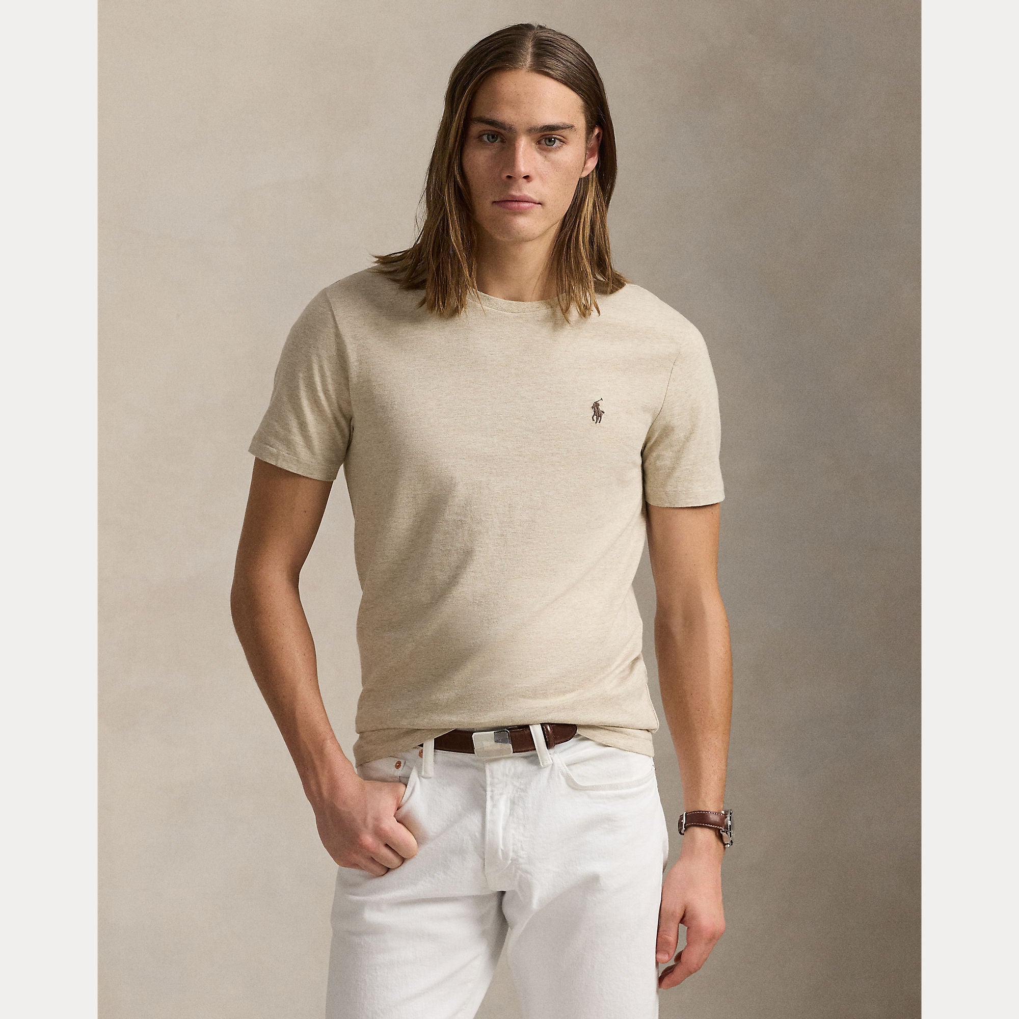 Polo Ralph Lauren miesten T-paita Custom Slim Fit Soft Cotton T-Shirt, beige