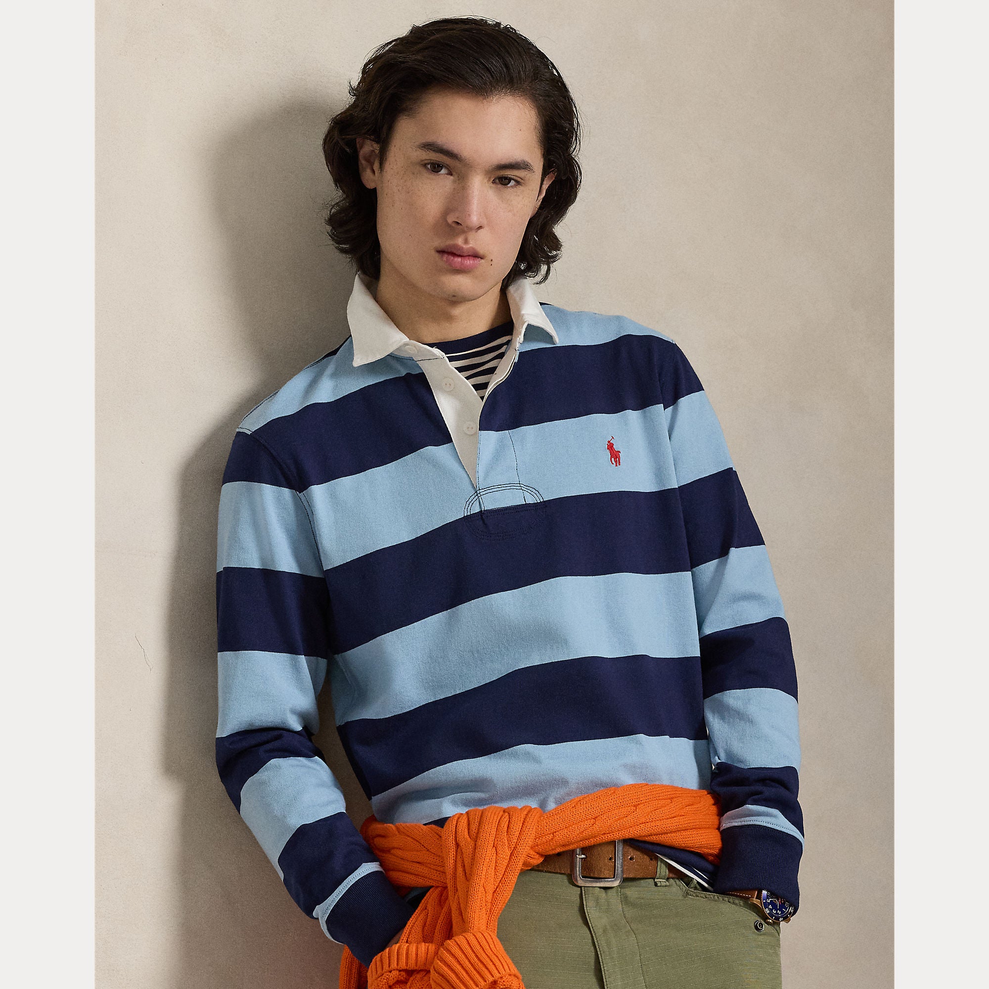 Polo Ralph Lauren miesten paita LS Rugby M3 Long Sleeve Knit, raidallinen sininen