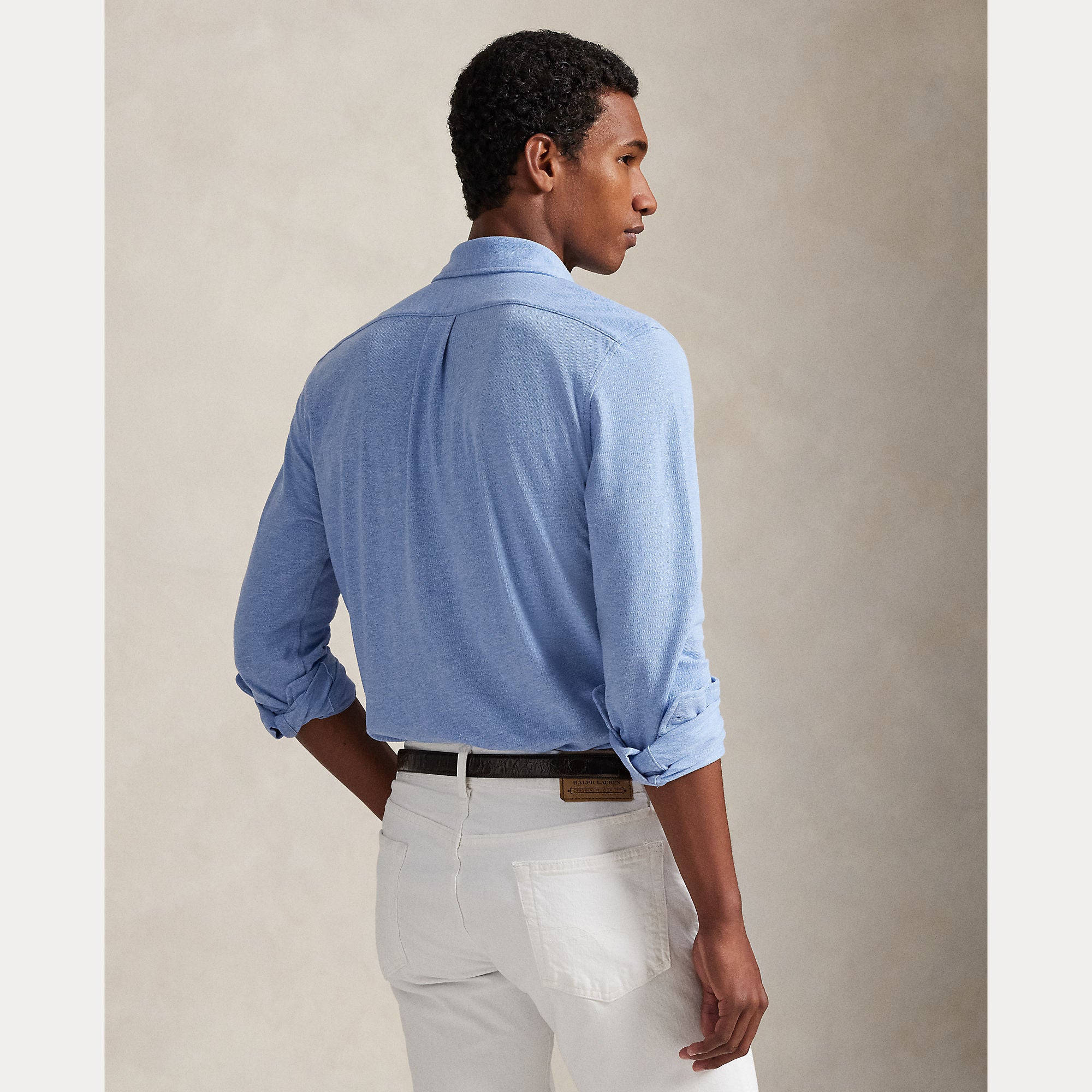 Polo Ralph Lauren miesten kauluspaita Featherweight Mesh Shirt, vaaleansininen