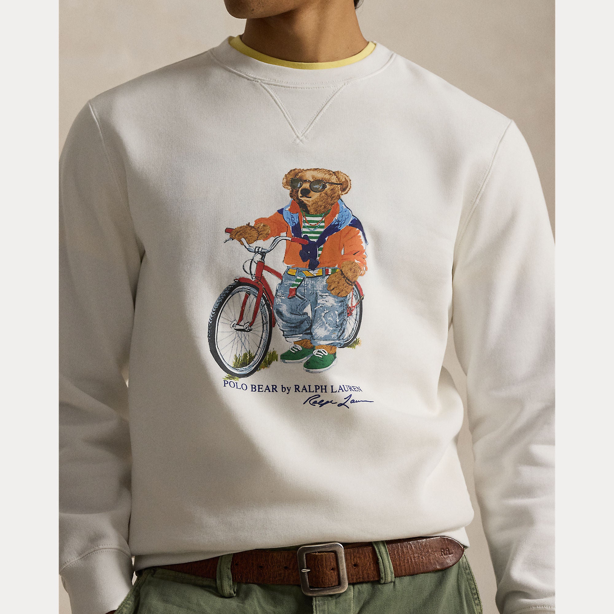 Polo Ralph Lauren miesten collegepaita Summer Bear Knit Sweatshirt, valkoinen
