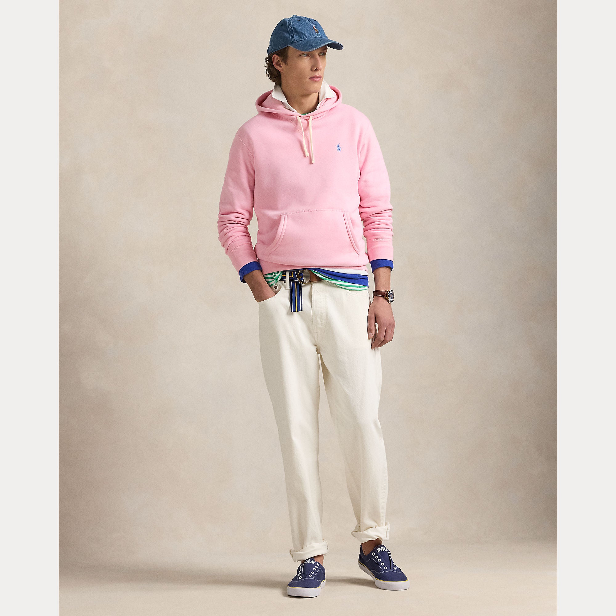 Polo Ralph Lauren miesten huppari The RL Fleece Hoodie, vaaleanpunainen