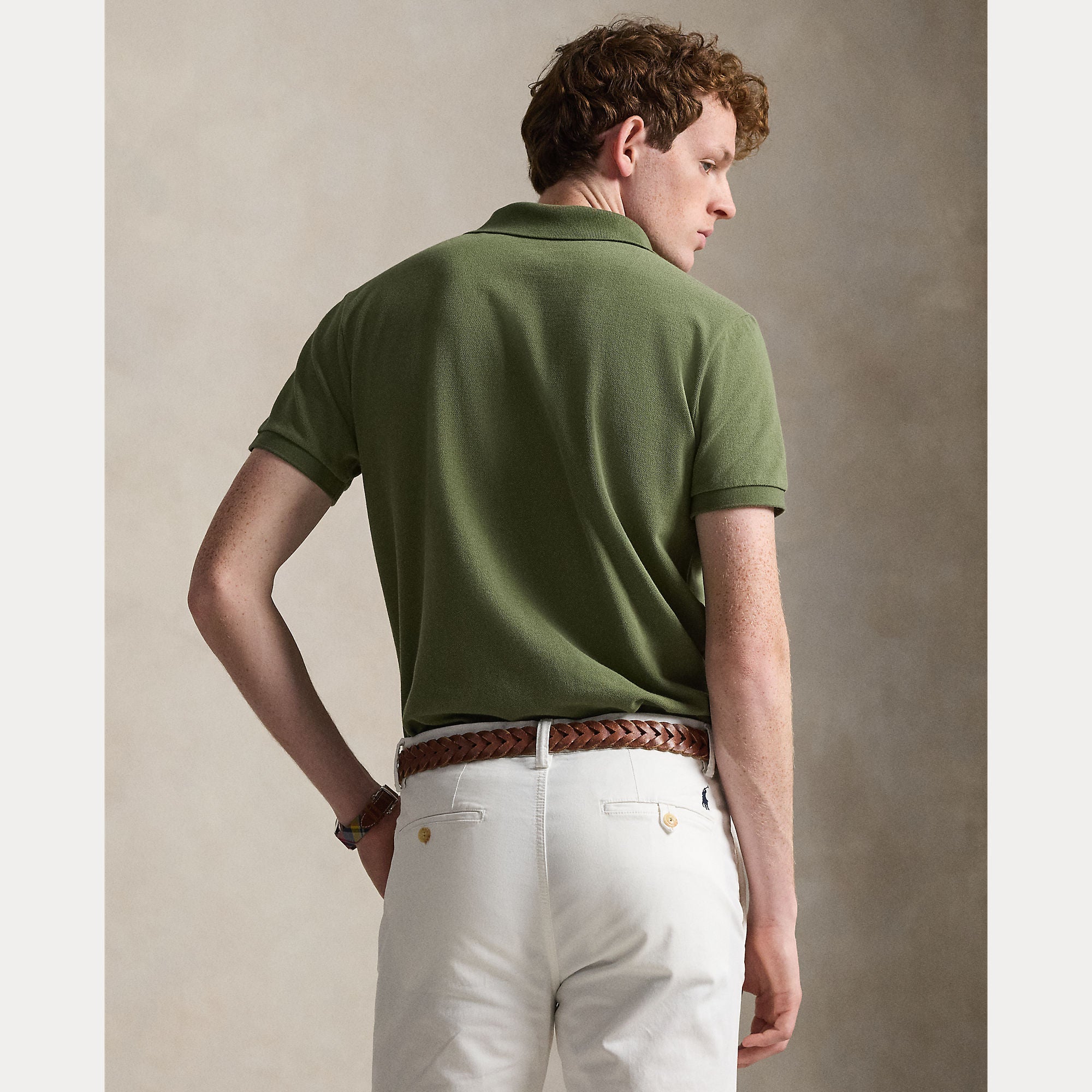 Polo Ralph Lauren miesten pikeepaita Iconic Mesh Polo Shirt Seasonal Nos, khaki