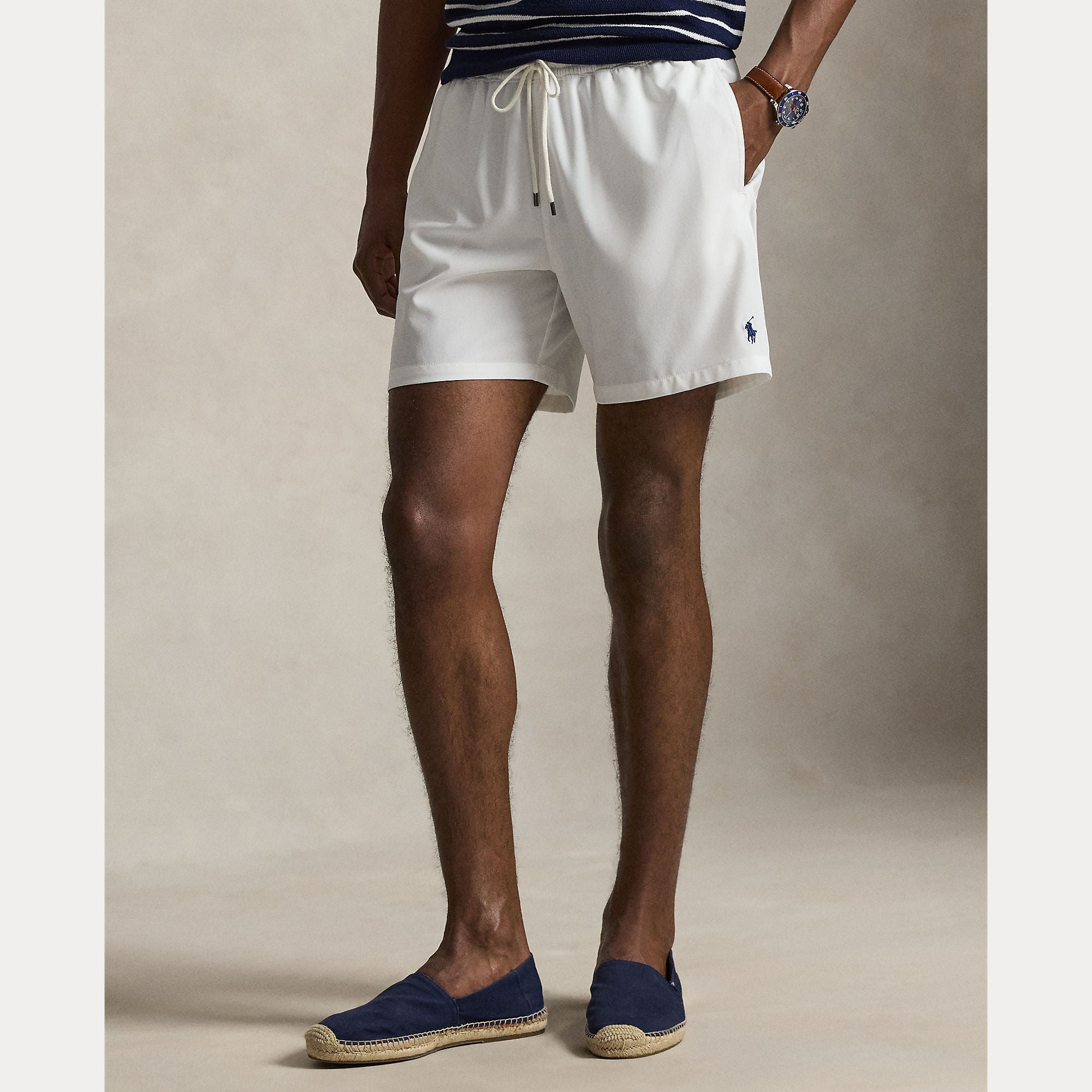 Polo Ralph Lauren miesten uimashortsit Traveler Mid Trunk, Valkoinen