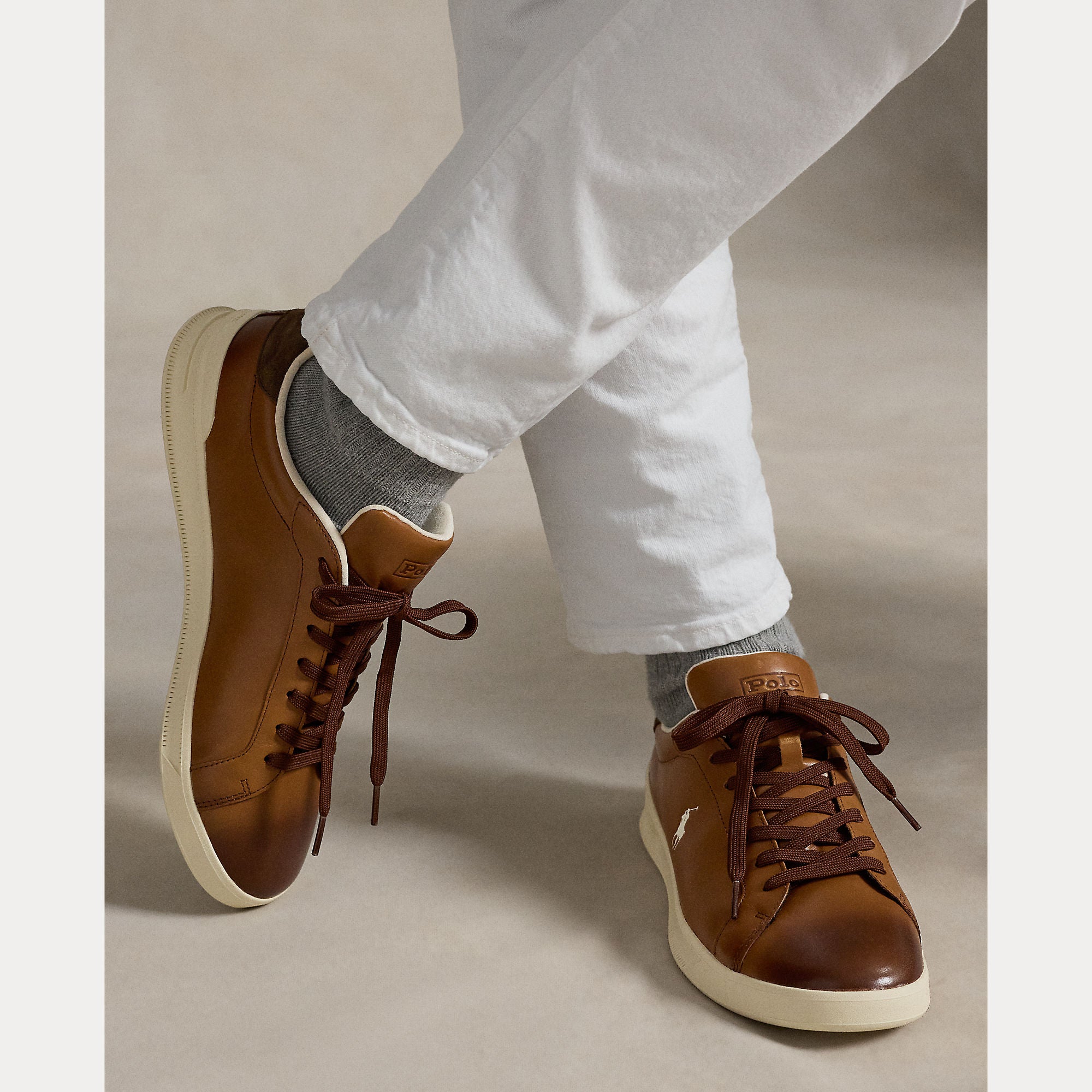 Polo Ralph Lauren miesten tennarit HRT CRT II Sneakers Low Top Lace, keskiruskea