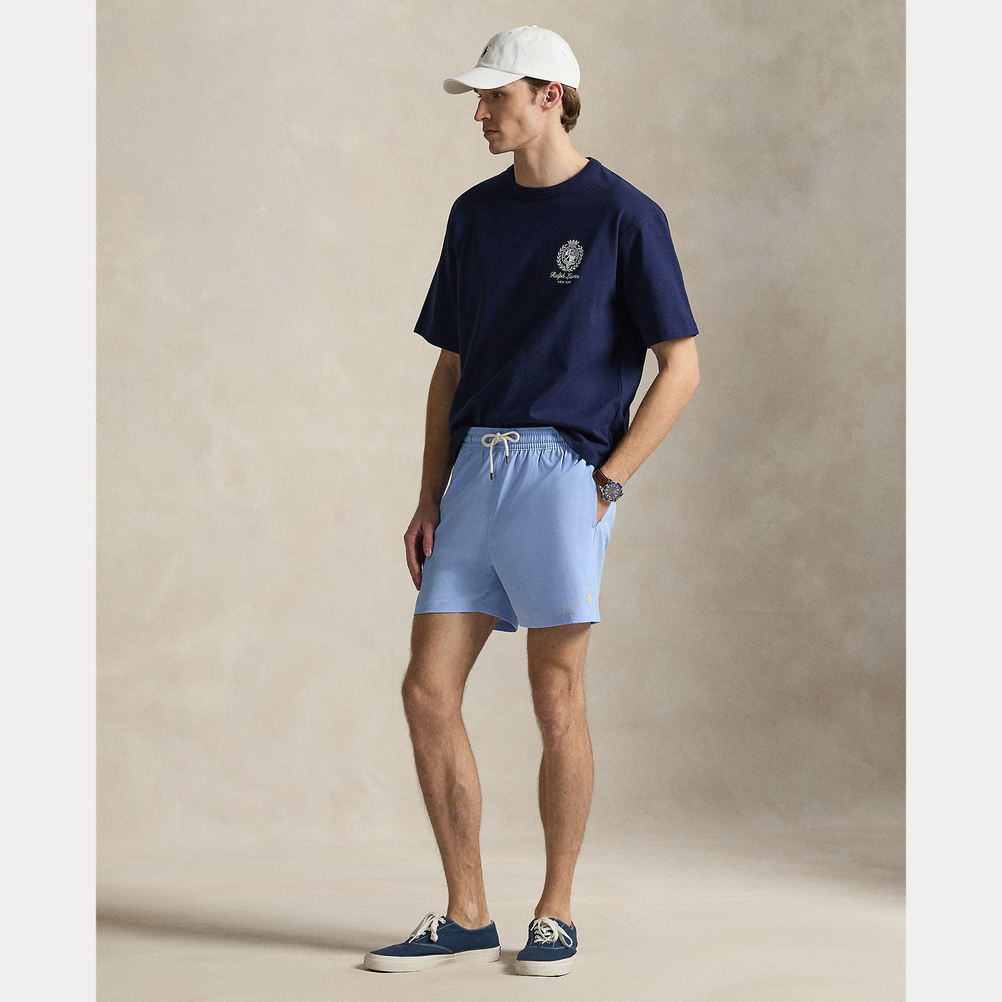 Polo Ralph Lauren miesten uimashortsit Traveler Mid Trunk, vaaleansininen