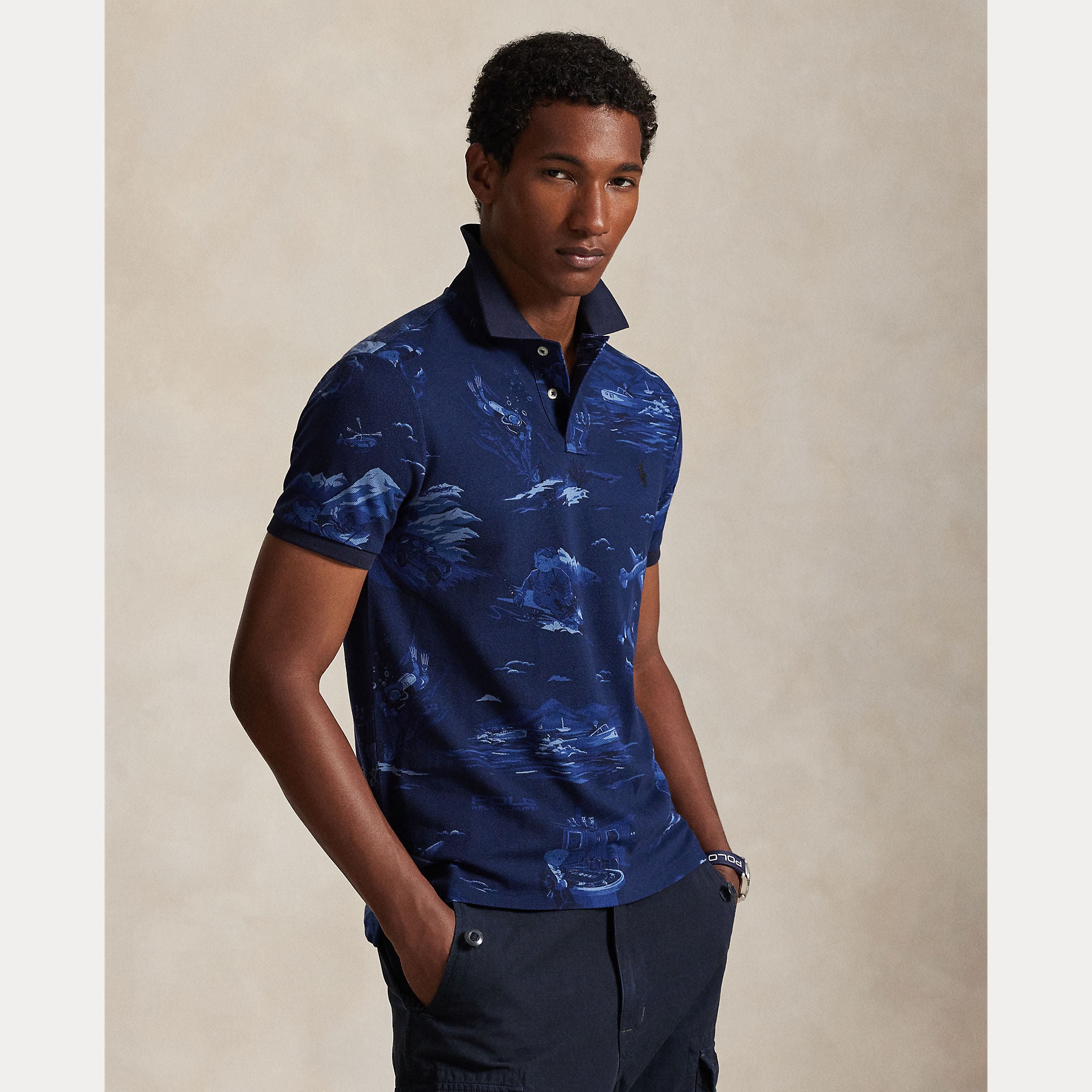 Polo Ralph Lauren miesten pikeepaita Custom Slim Fit, sininen kuosi