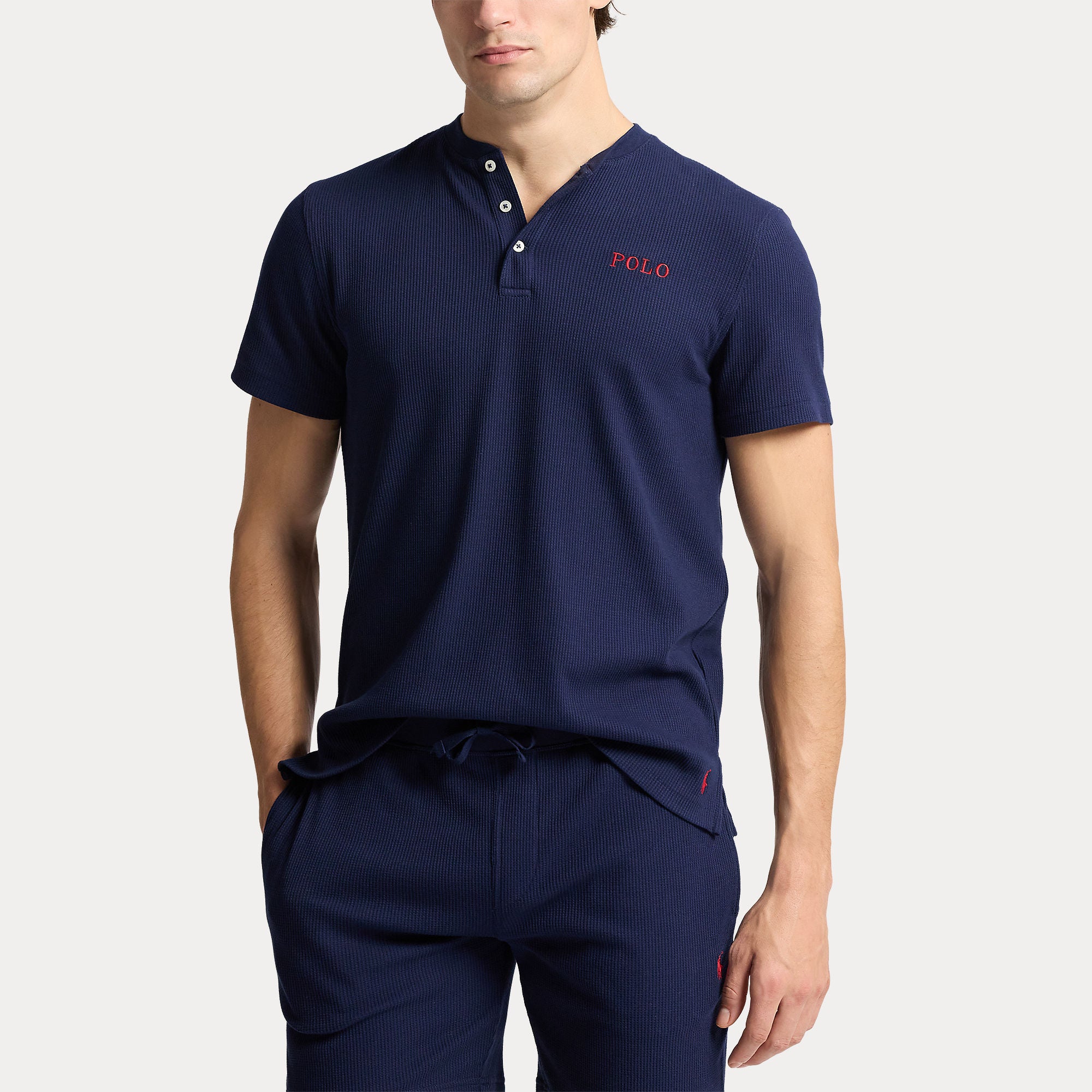 Polo Ralph Lauren miesten t-paita SS Henley Waffle Top, summansininen