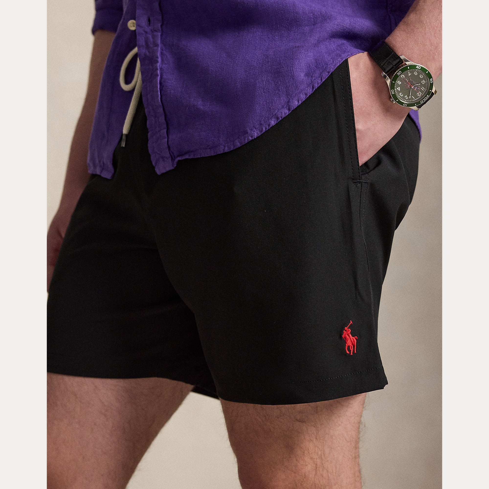 Polo Ralph Lauren miesten uimashortsit Traveler-Mid-Trunk, Musta