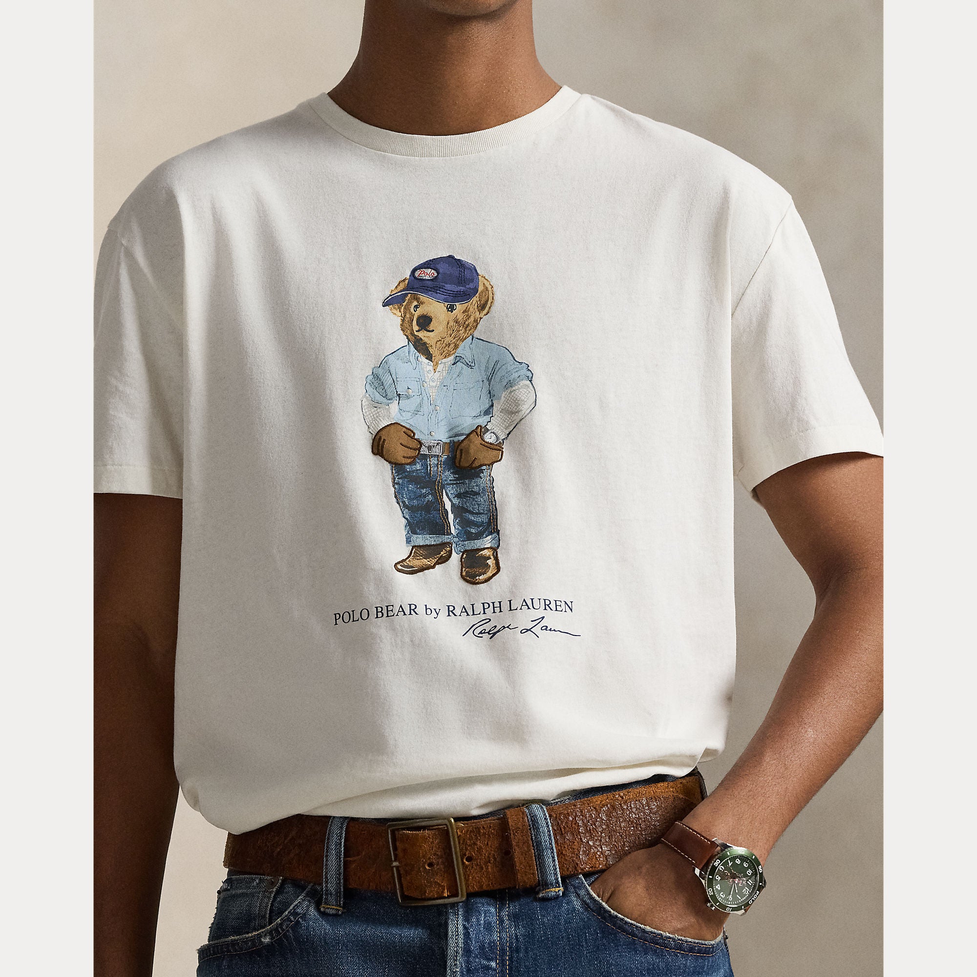 Polo Ralph Lauren miesten t-paita Bear Mechanic Anniversary, valkoinen