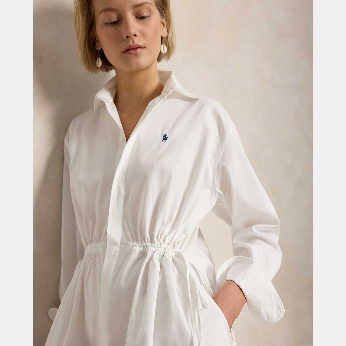 Polo Ralph Lauren mekko Woven-Shirt Dress, valkoinen