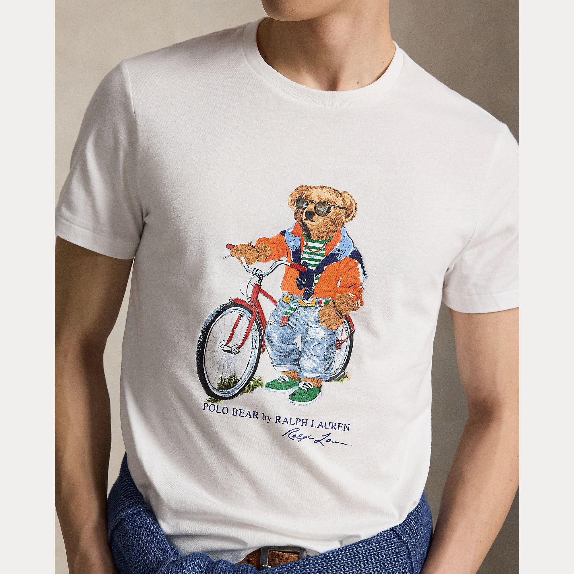 Polo Ralph Lauren miesten T-paidat Polo Bear Knit-T-Shirt, valkoinen