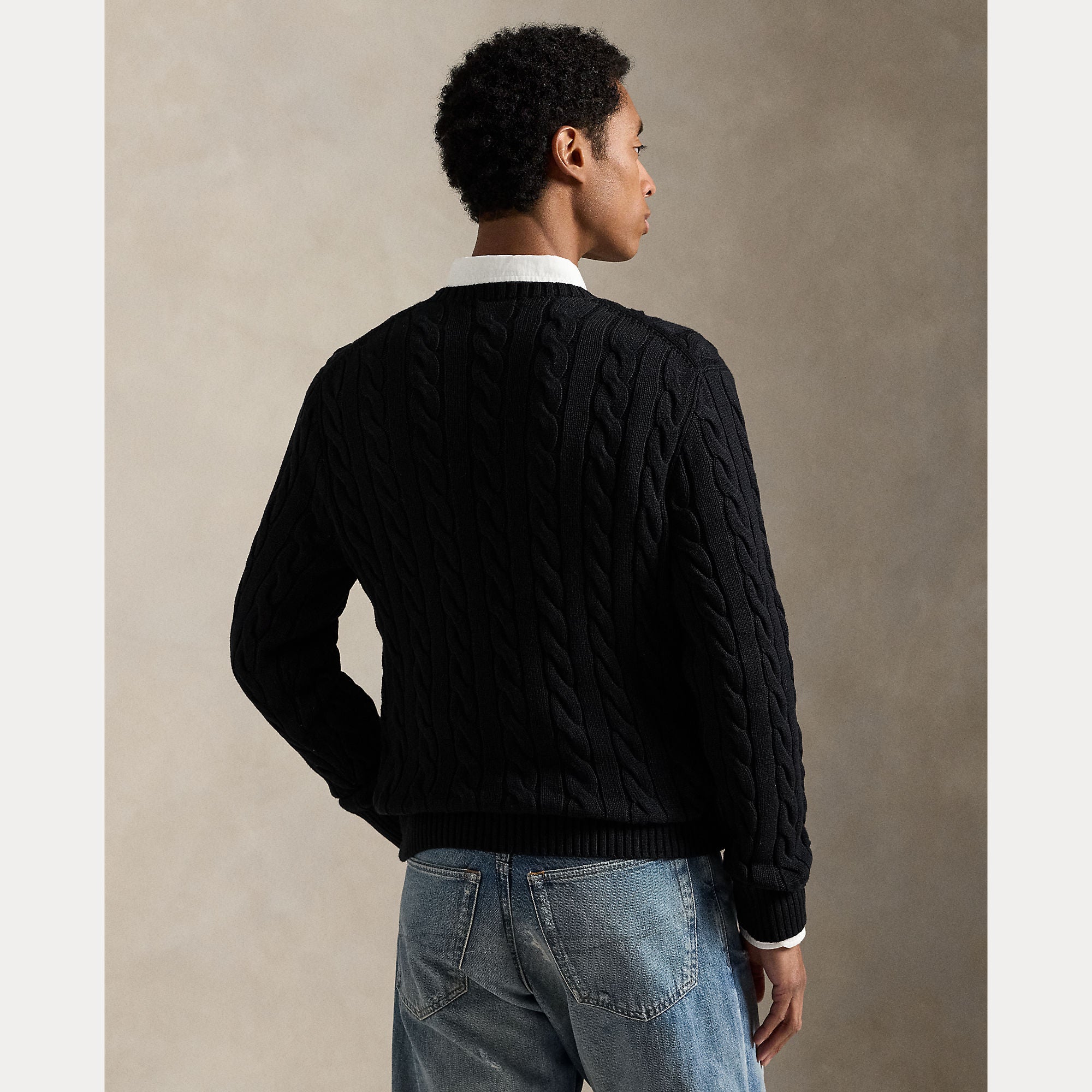 Polo Ralph Lauren miesten neulepaita Cotton Cable LS Drive Pullover, musta