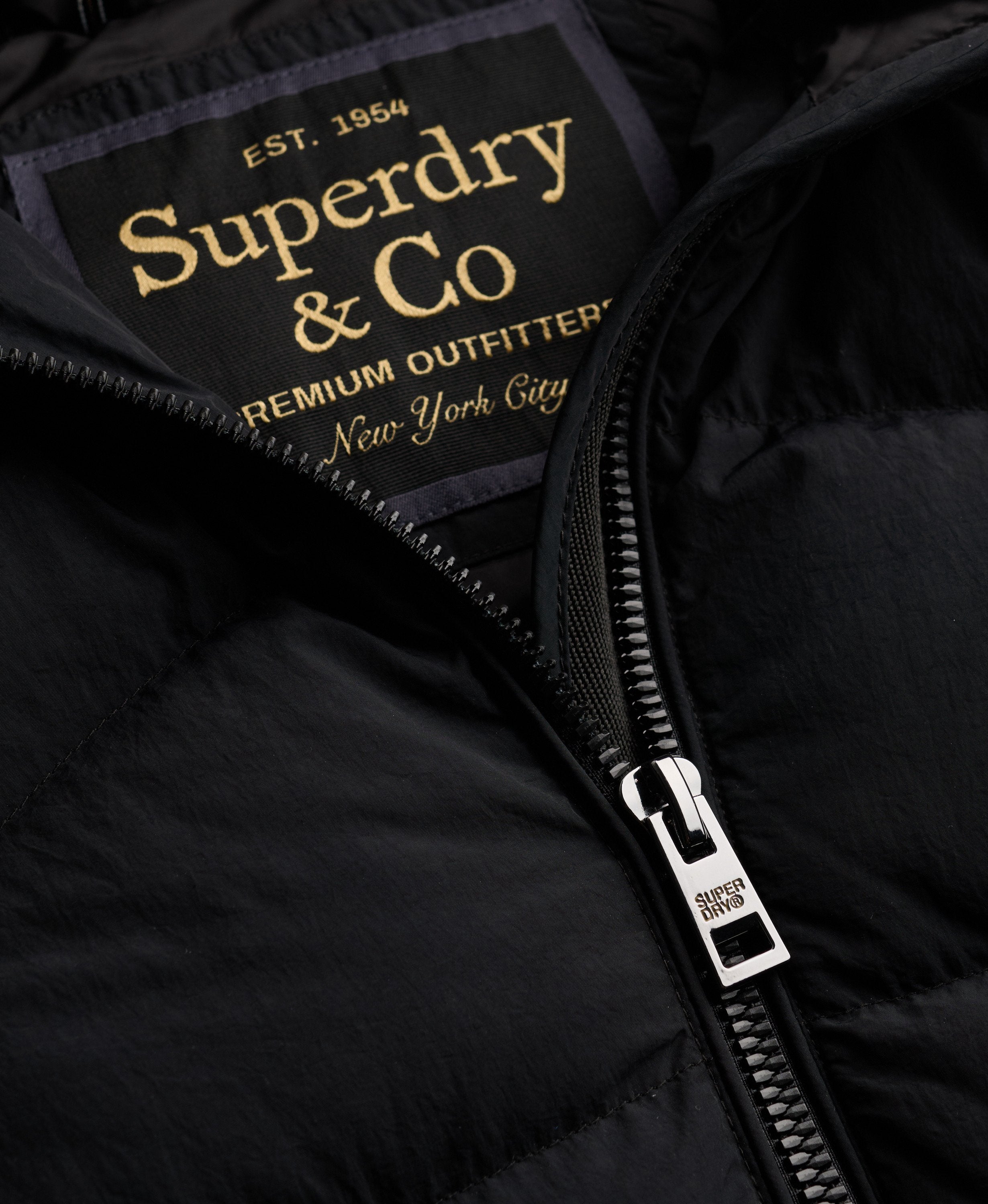 Superdry naisten toppatakki Fuji Faux Fur Hood Padded Jacket, musta