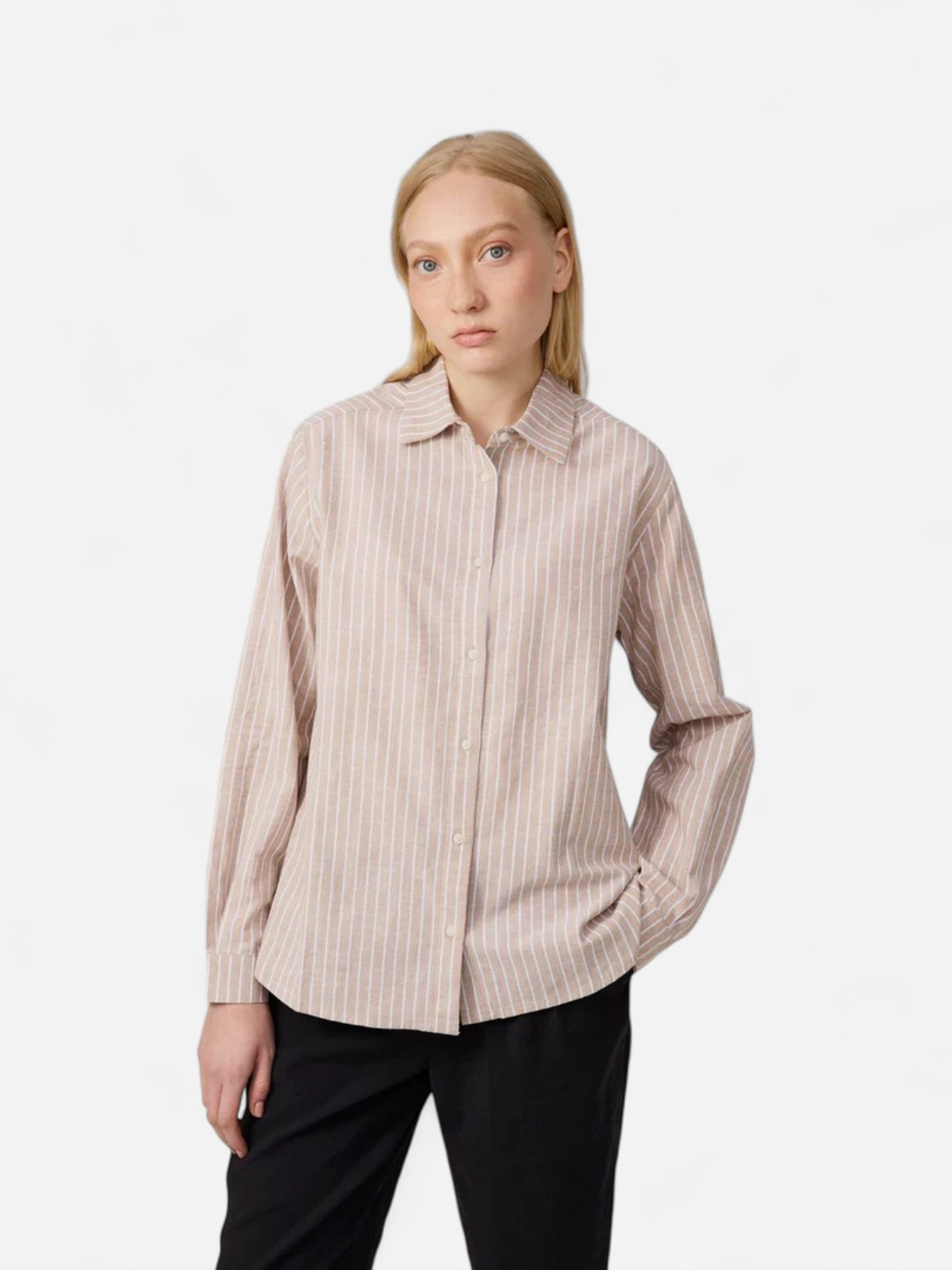 Makia naisten paitapusero Urpu Shirt, raidallinen beige - Kekäle.fi
