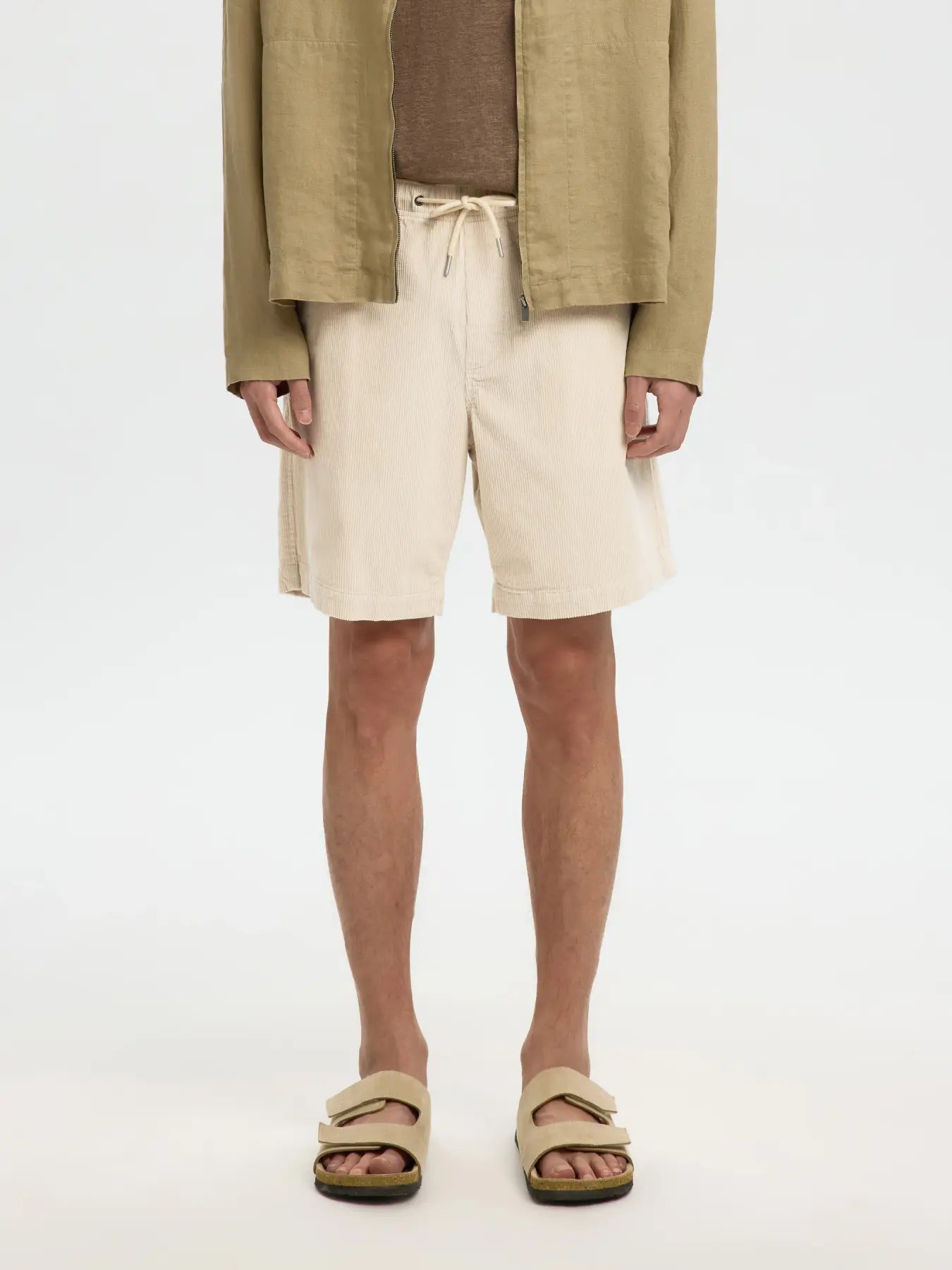 Selected miesten shortsit SLHREGULAR-JACE Corduroy Shorts, Fog