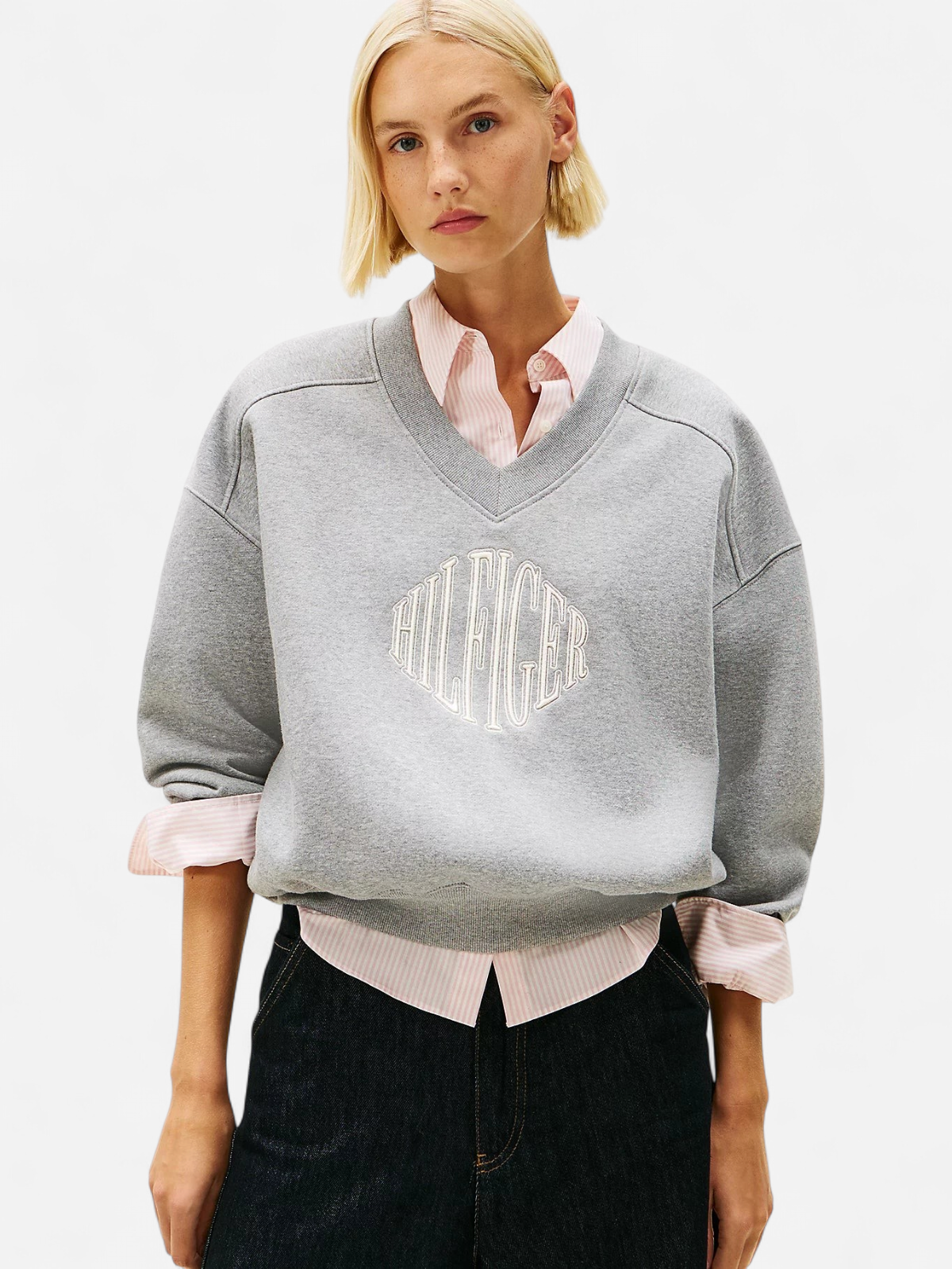 Tommy Hilfiger Naisten Collegepaidat Varsity V-nk Fleece, Vaaleanharmaa - Kekäle.fi