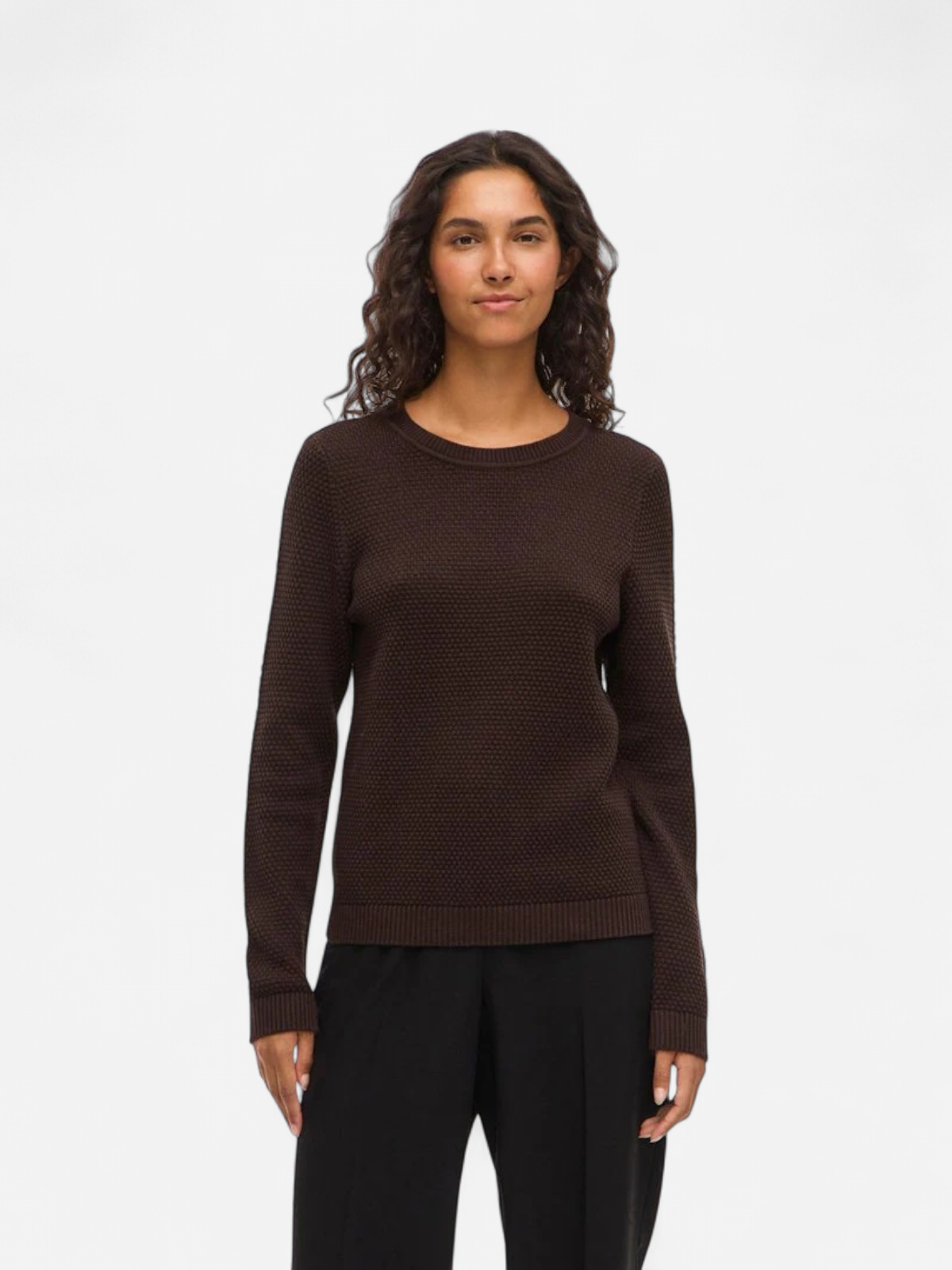 Vila naisten neulepusero Vidalo O-Neck L/S Knit Top, Coffee Bean - Kekäle.fi