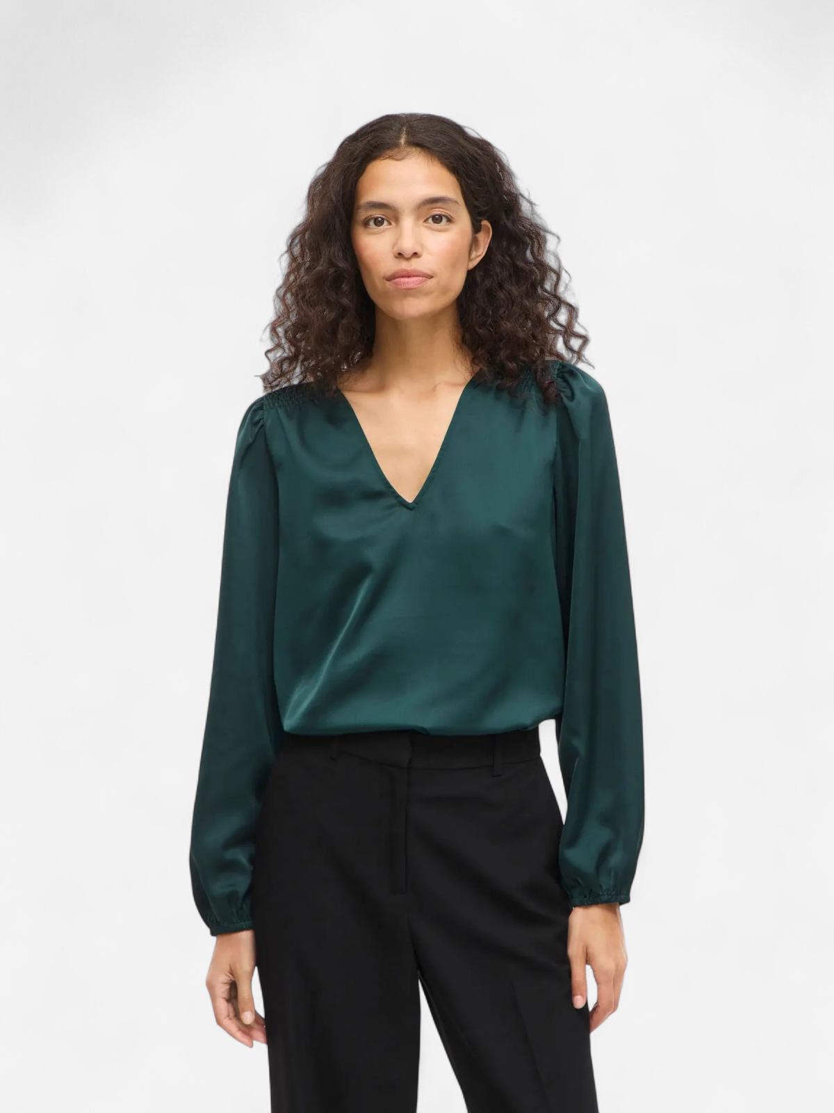VIELLETTE L/S SMOCK SATIN TOP - NOOS Ponderosa Pine - Kekäle.fi