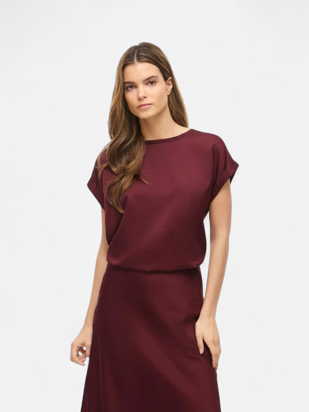 Vila naisten pusero Viellette SS Satin Top, Port Royale - Kekäle.fi