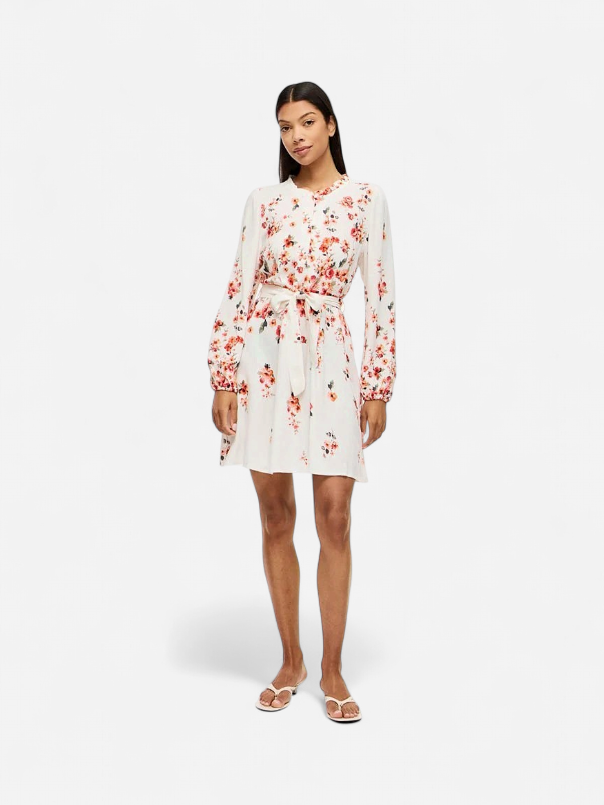 VIELMA BAI O-NECK L/S SHORT DRESS/LN Cloud Dancer BAI - Kekäle.fi