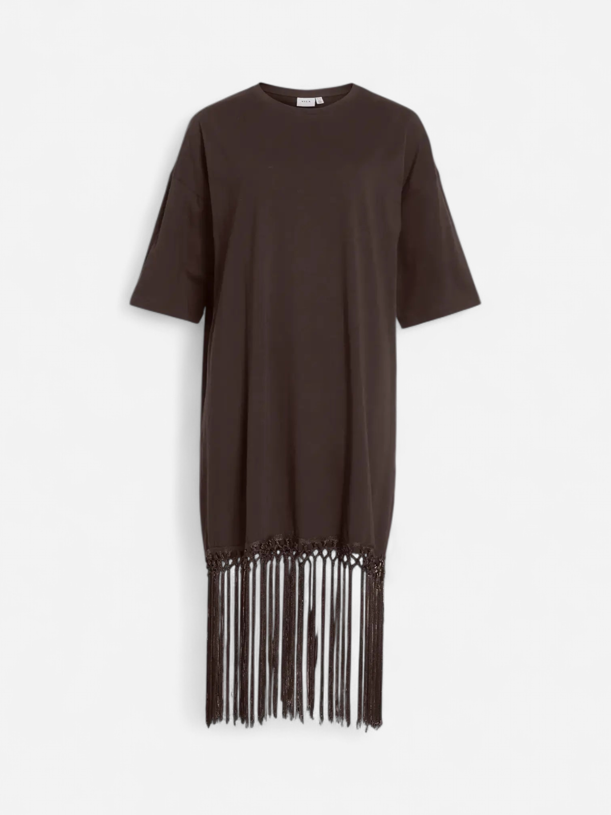 VIKATA 2/4 OVERSIZE FRINGE DRESS Coffee Bean - Kekäle.fi