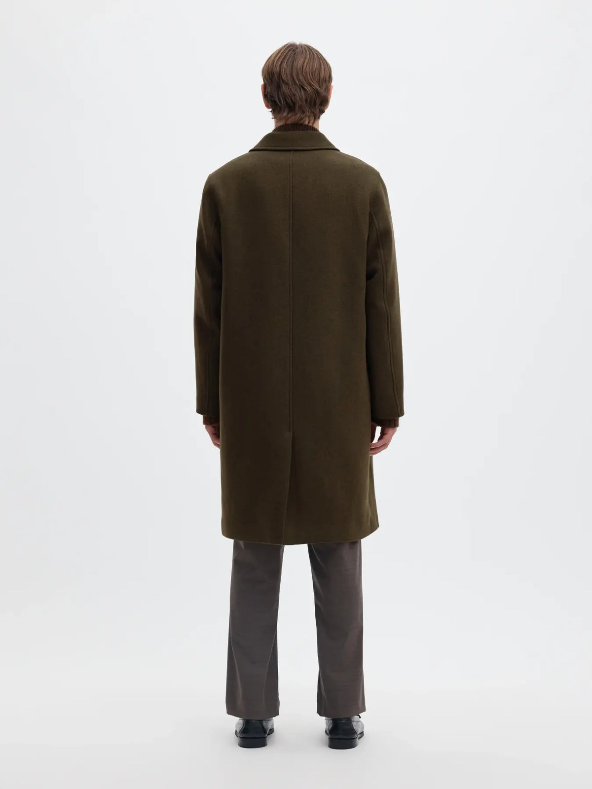 Selected Men miesten villakangastakki Sergio Manteco Coat, Peat