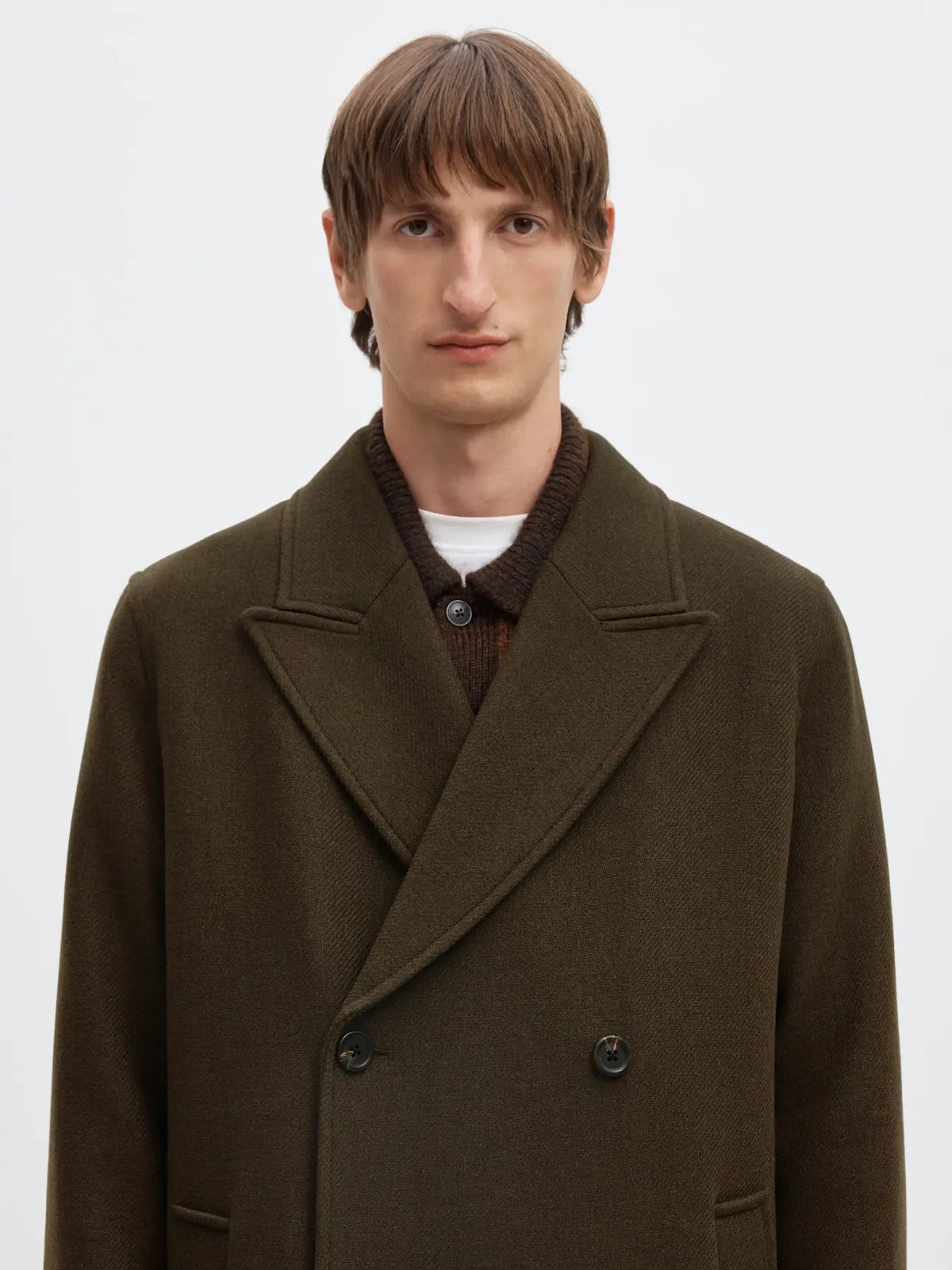 Selected Men miesten villakangastakki Sergio Manteco Coat, Peat