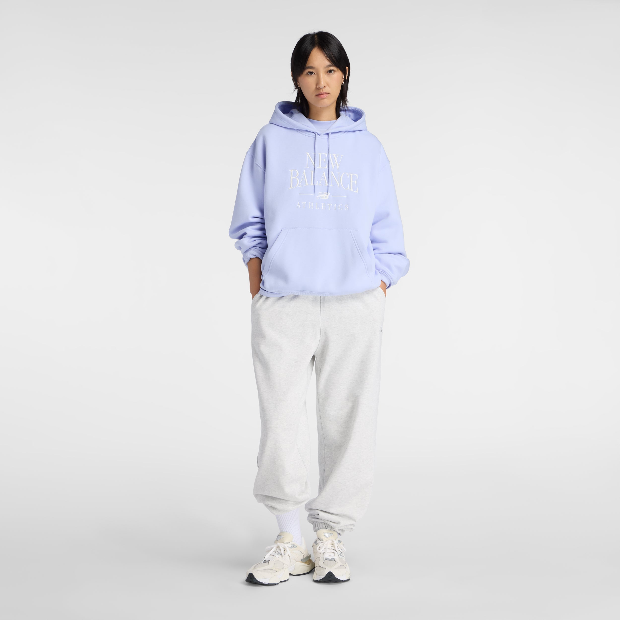 New Balance naisten huppari Linear Heritage Fleece Hoodie, lila