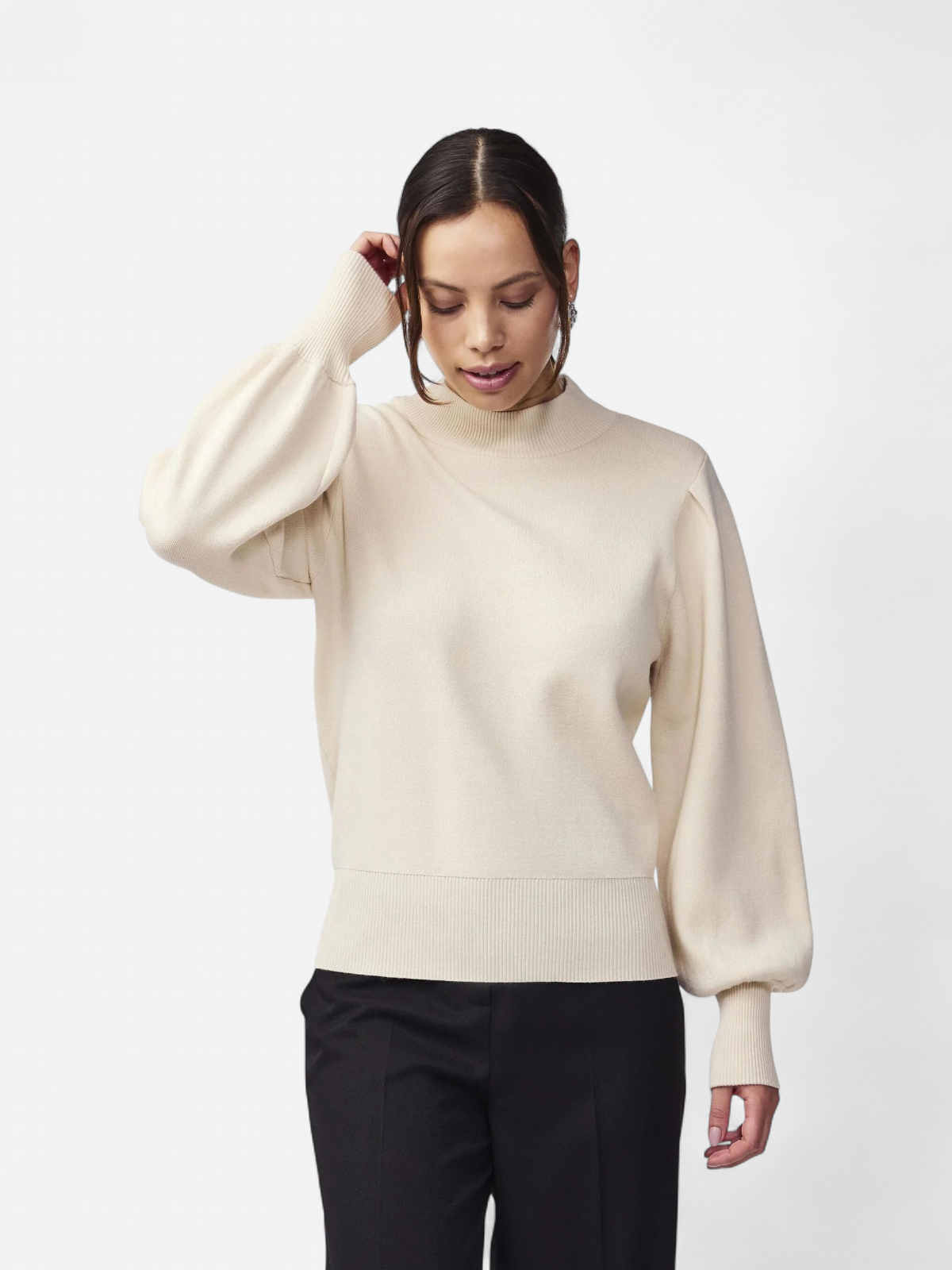 Y.A.S Naisten Neulepusero, YASFONNY LS KNIT PULLOVER S. NOOS Luonnonvalkoinen - Kekäle.fi