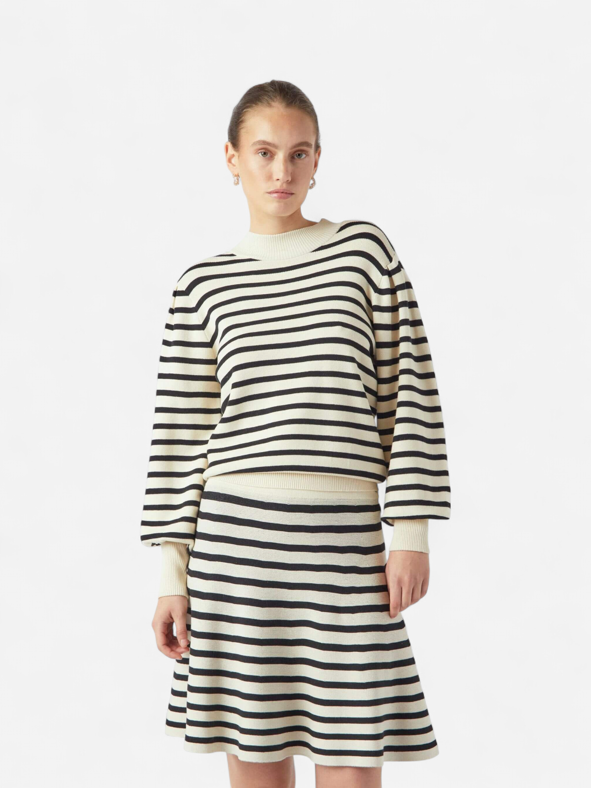 Y.A.S Naisten Neulepusero, YASFONNY LS KNIT PULLOVER S. NOOS Raidallinen Valkoinen - Kekäle.fi