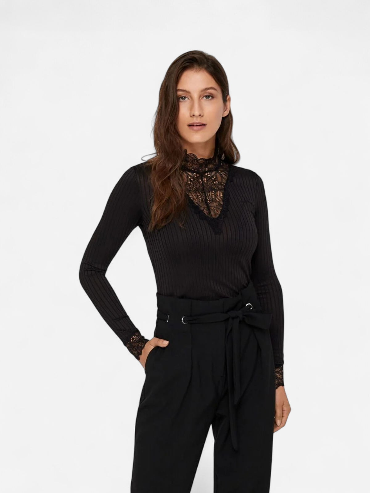 Y.A.S Naisten Pusero YASBLACE HIGHNECK TOP NOOS Musta - Kekäle.fi
