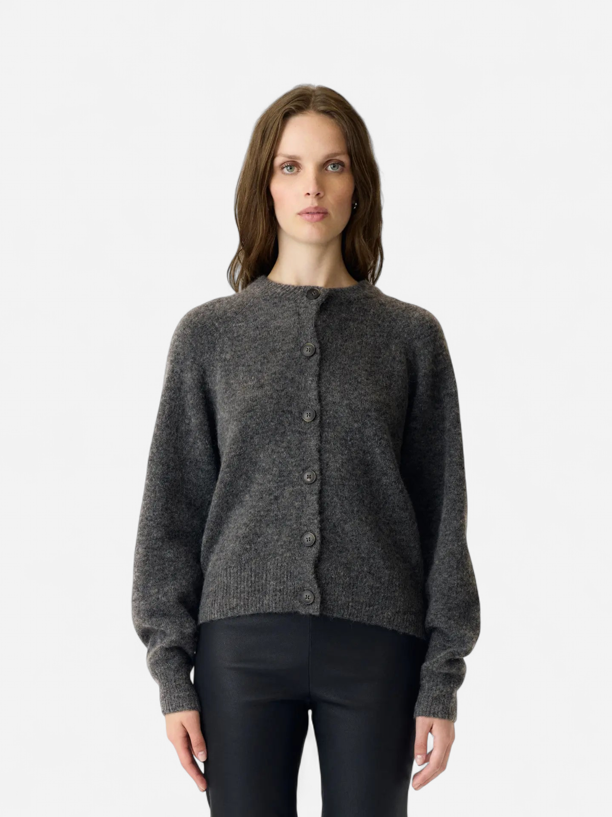 YASJOHI LS WOOL BLEND CARDIGAN S. NOOS Medium Grey Melange - Kekäle.fi