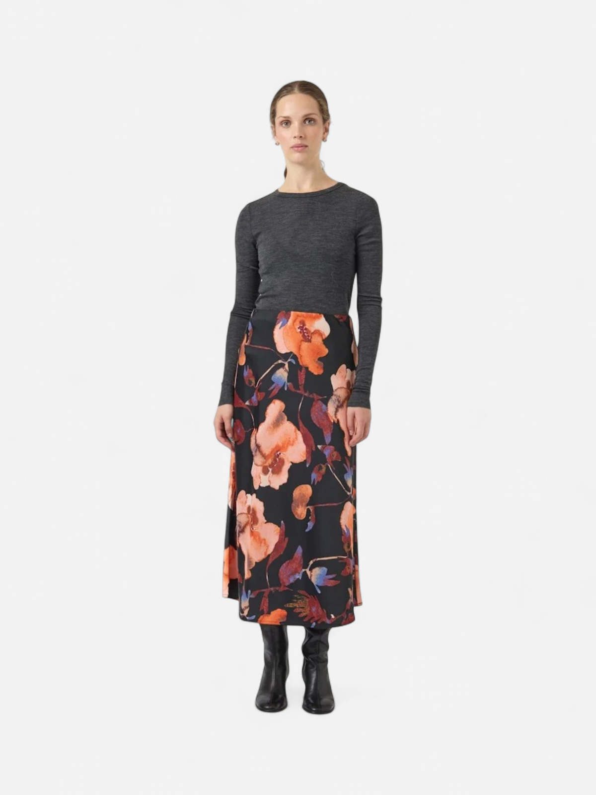 Y.A.S naisten hame YASPELLA HW MIDI SKIRT S. NOOS, Black Pilana - Kekäle.fi