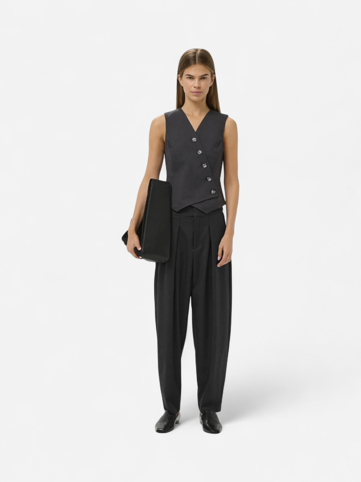 InWear naisten housut YuktaIW, medium grey melange - Kekäle.fi