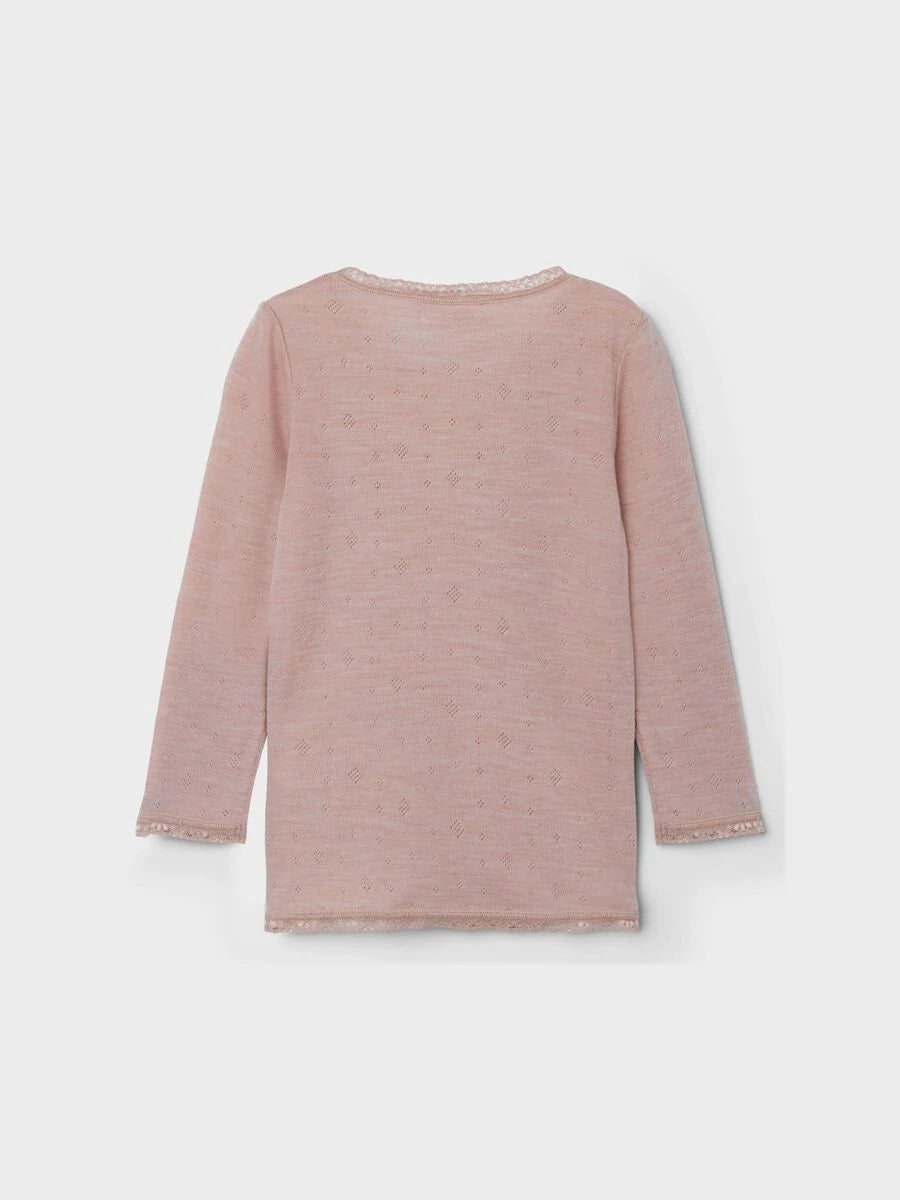 NMWANG WOOL NEEDLE LS TOP NOOS VAALEANPUNAINEN KUOS