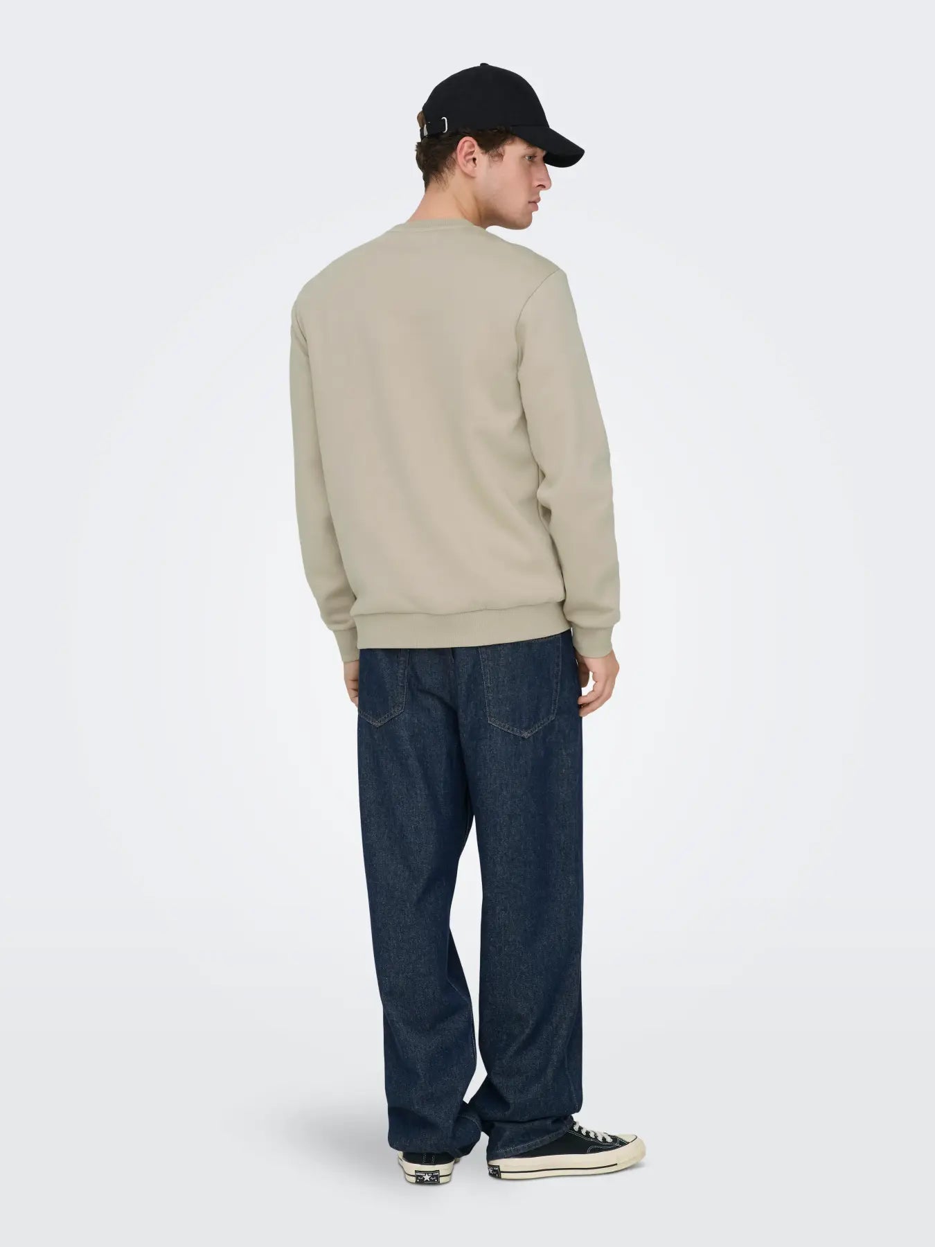 Only and Sons miesten collegepaita ONSCERES Crew Neck, Silver Lining