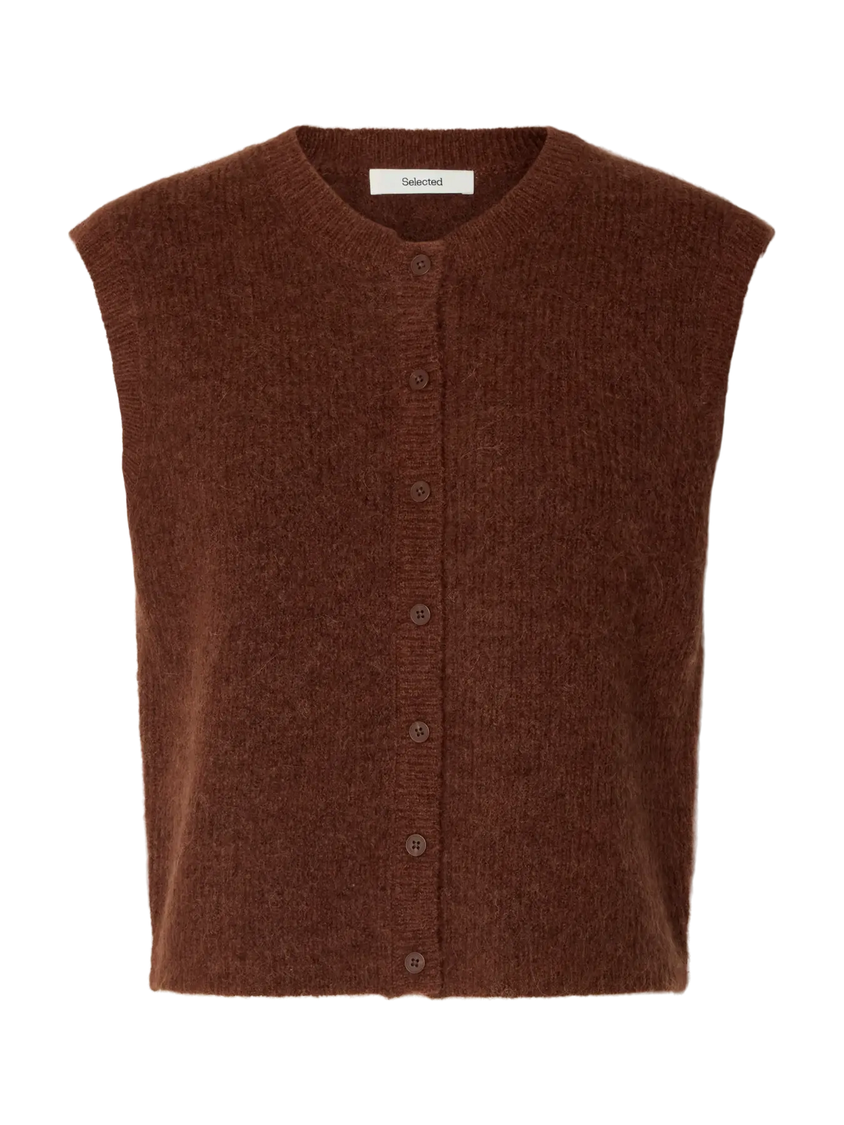 Selected Women naisten neuleliivi Lulu Button Vest, Cherry Mahogany