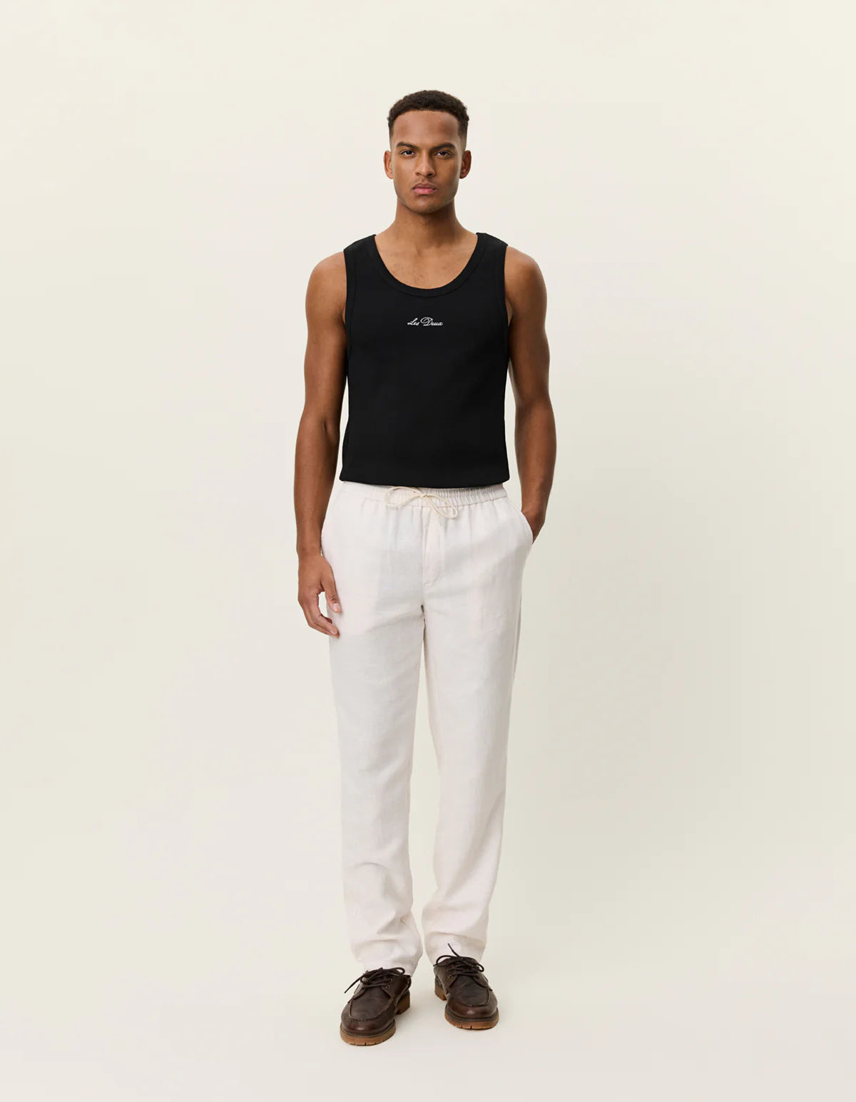 Les Deux miesten housut Patrick Linen Pants, valkoinen