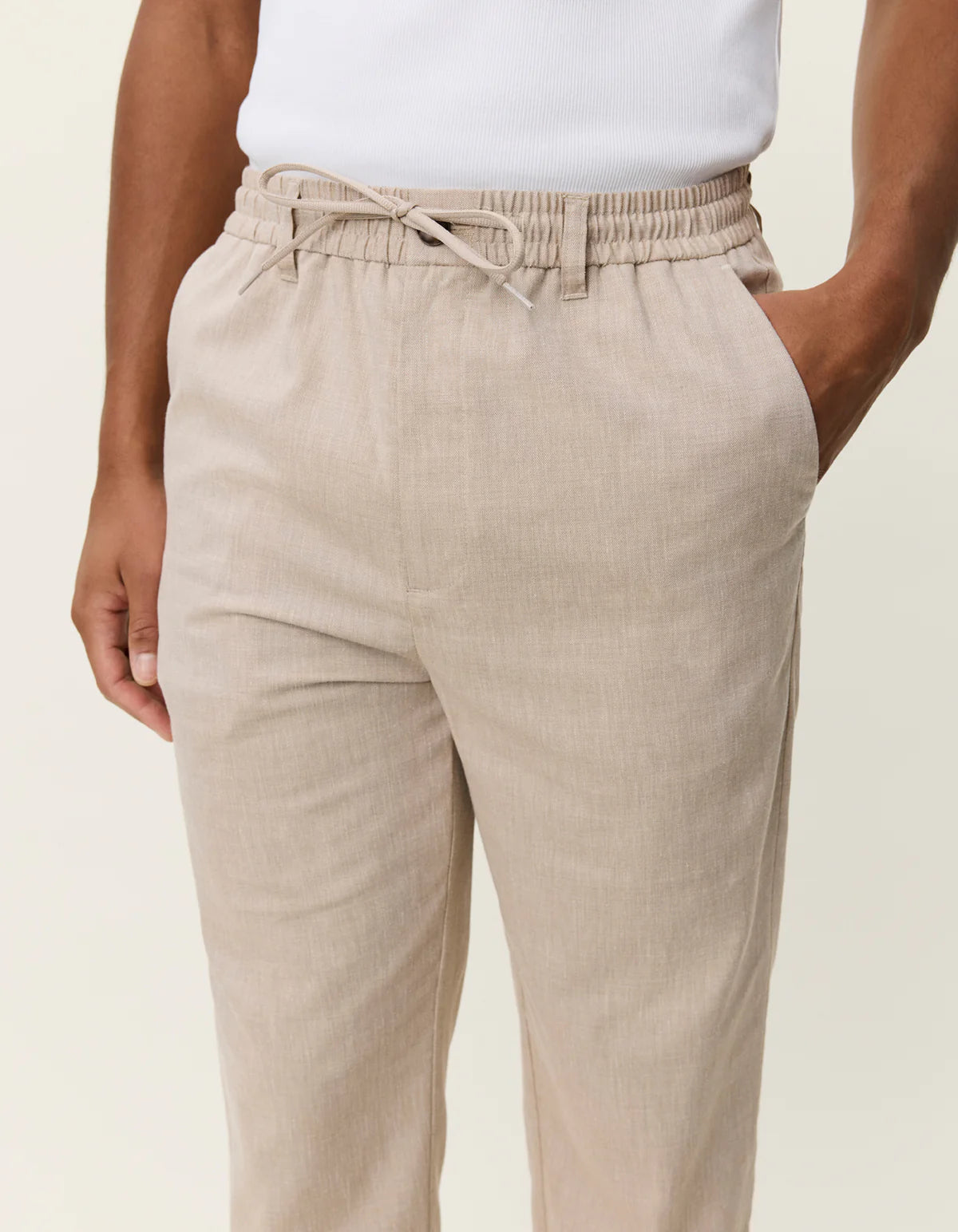 Les Deux miesten housut Como Tapered Slub Pants, beige