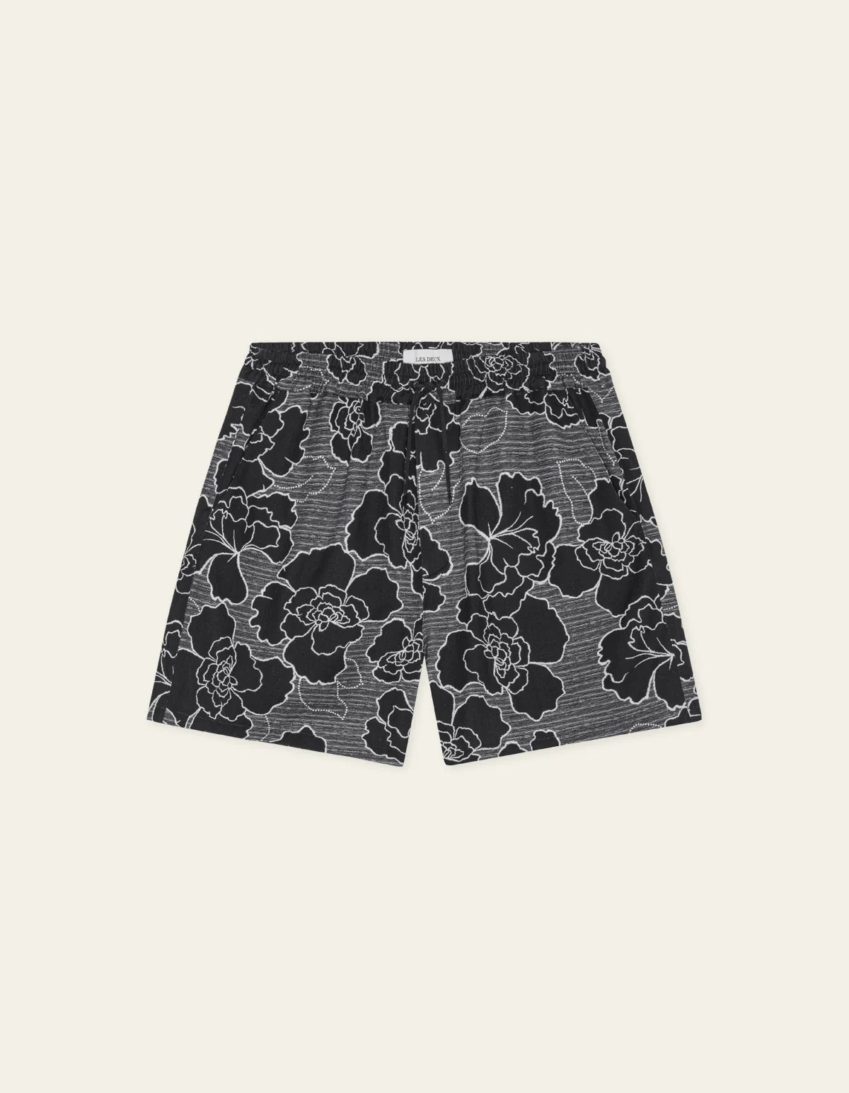 Les Deux Charlie Poppy Aop Shorts, musta