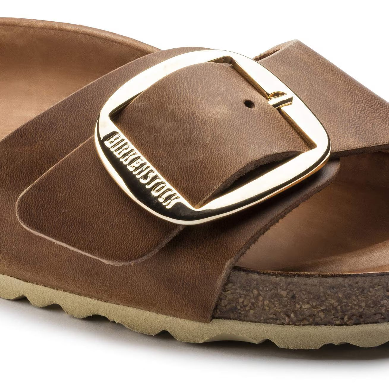 Birkenstock unisex sandaalit Madrid Big Buckle Narrow Leather, konjakinruskea